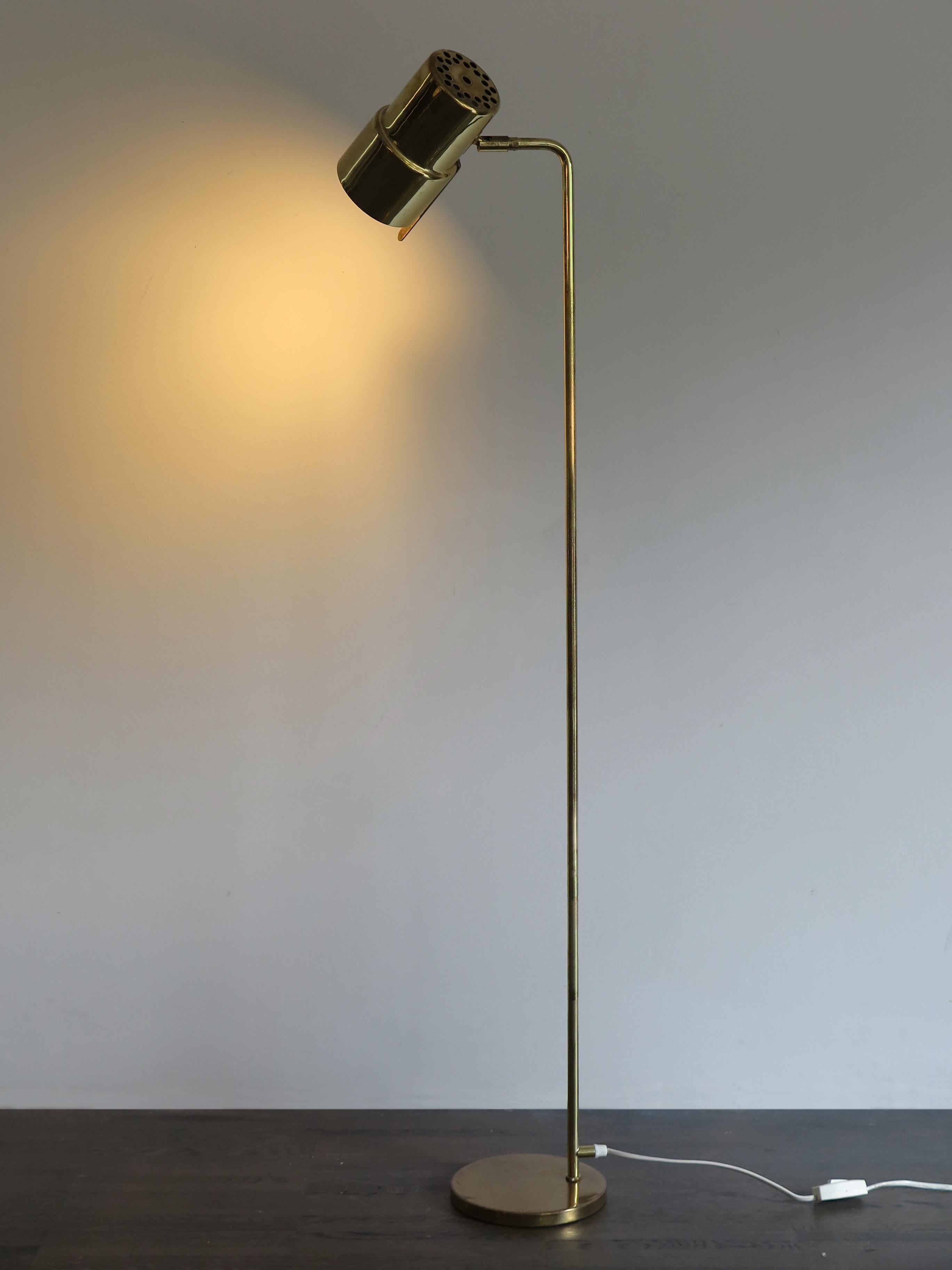 Swedish Hans Agne Jakbsson Scandinavian Brass Floor Lamp Model G-154, 1950s