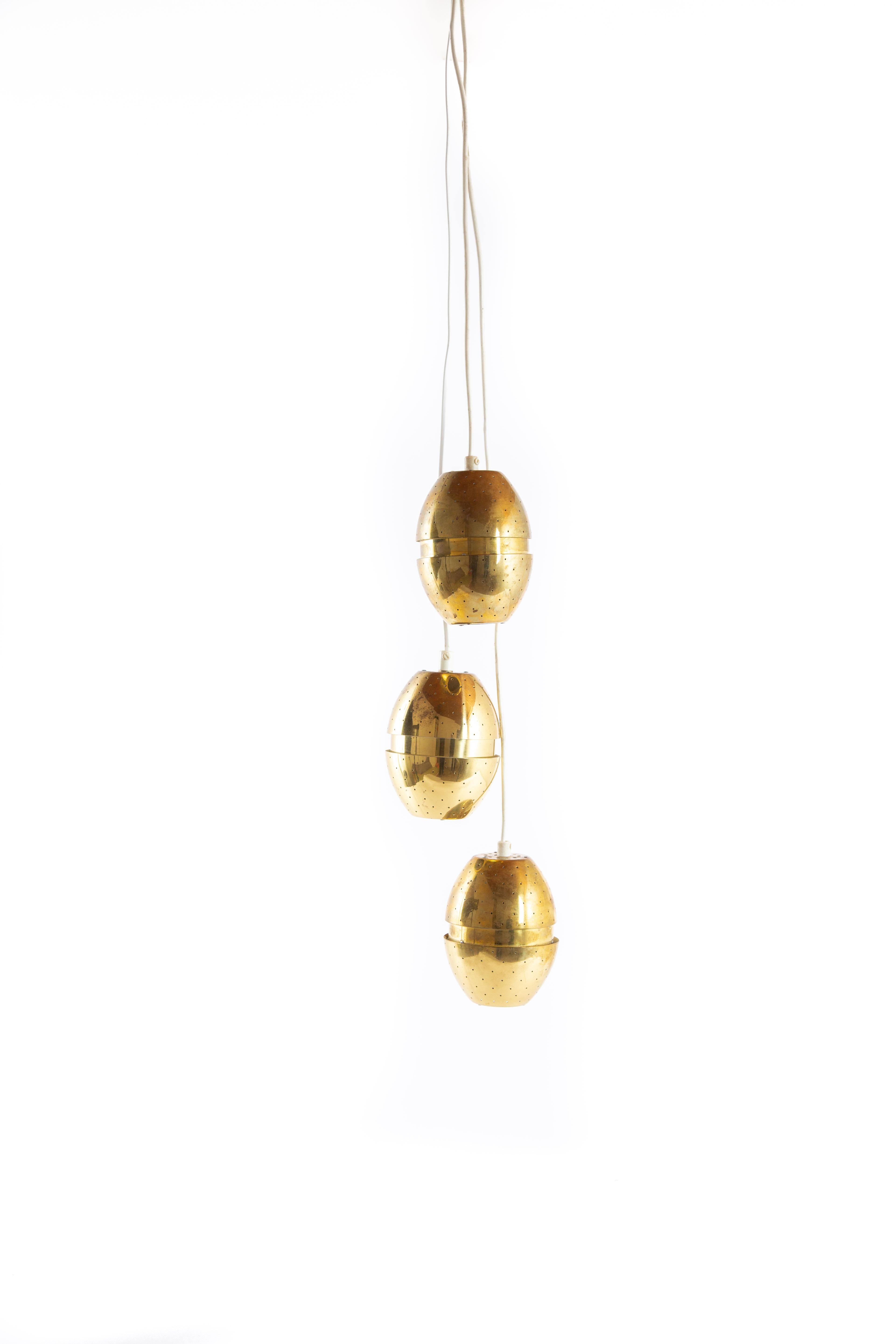 Mid-20th Century Hans-Agne Jakobsson Brass Pendant Set of Three Drops