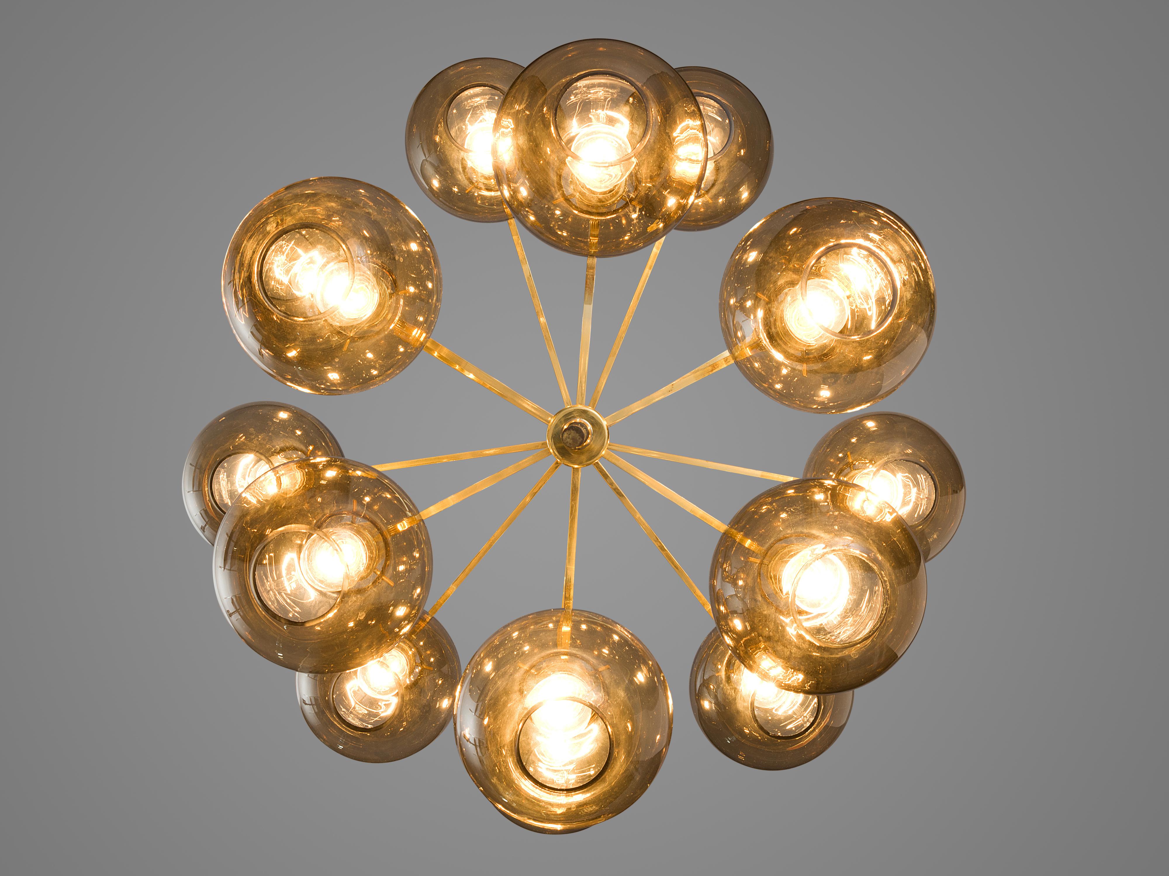 Swedish Hans-Agne Jakobsson ‘Pastoral’ Chandelier with Glass Spheres