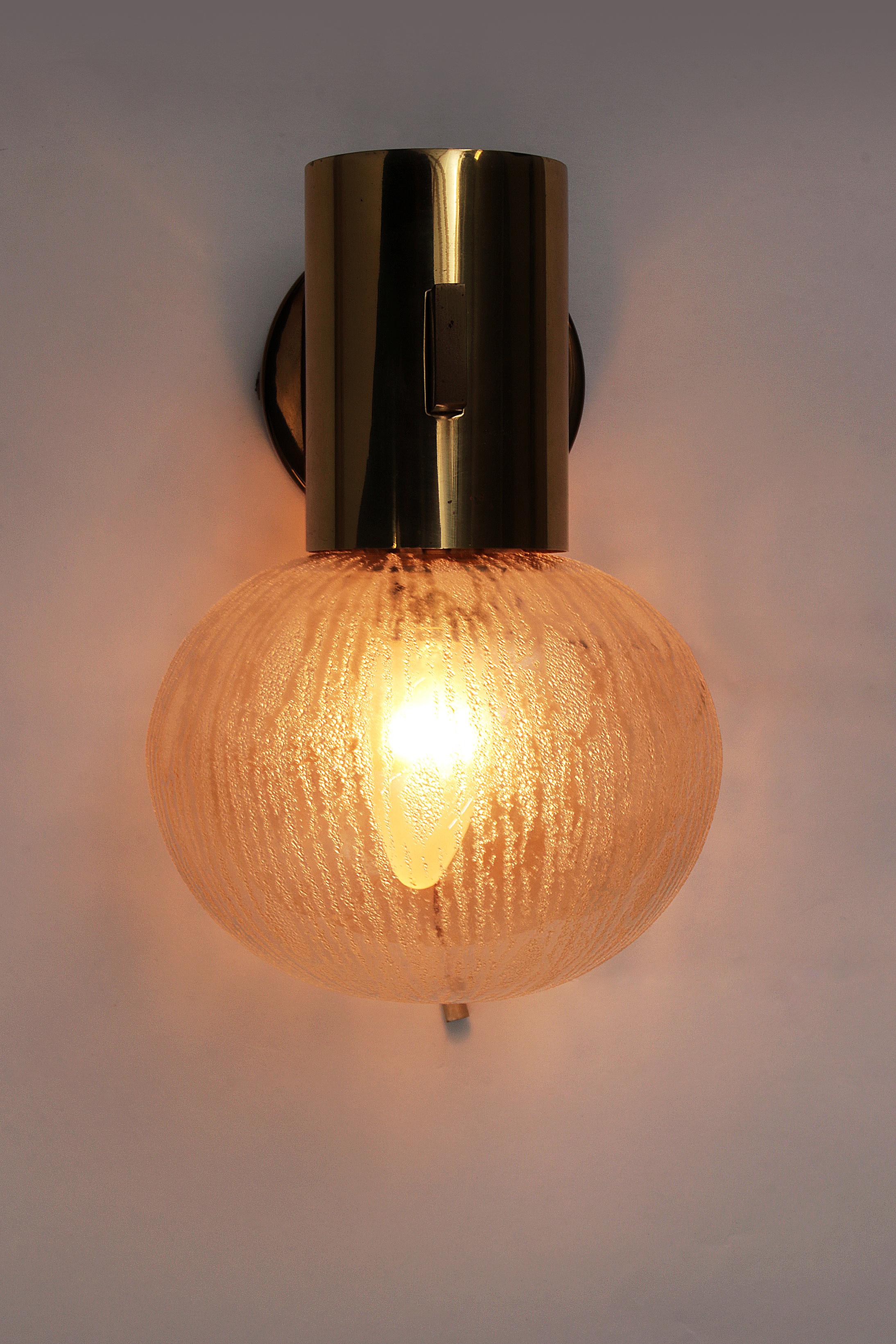 Swedish Hans-Agne Jakobsen brass wall lamp with glass Sweden 1960 For Sale