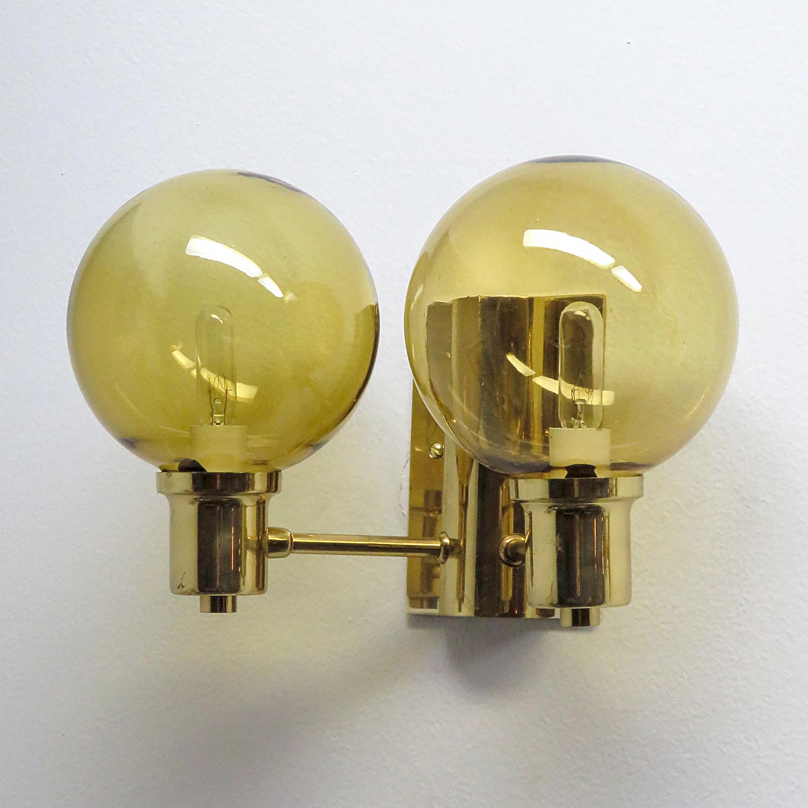 Mid-Century Modern Hans Agnes Jakobsen, lampes murales à double bras, 1950 en vente
