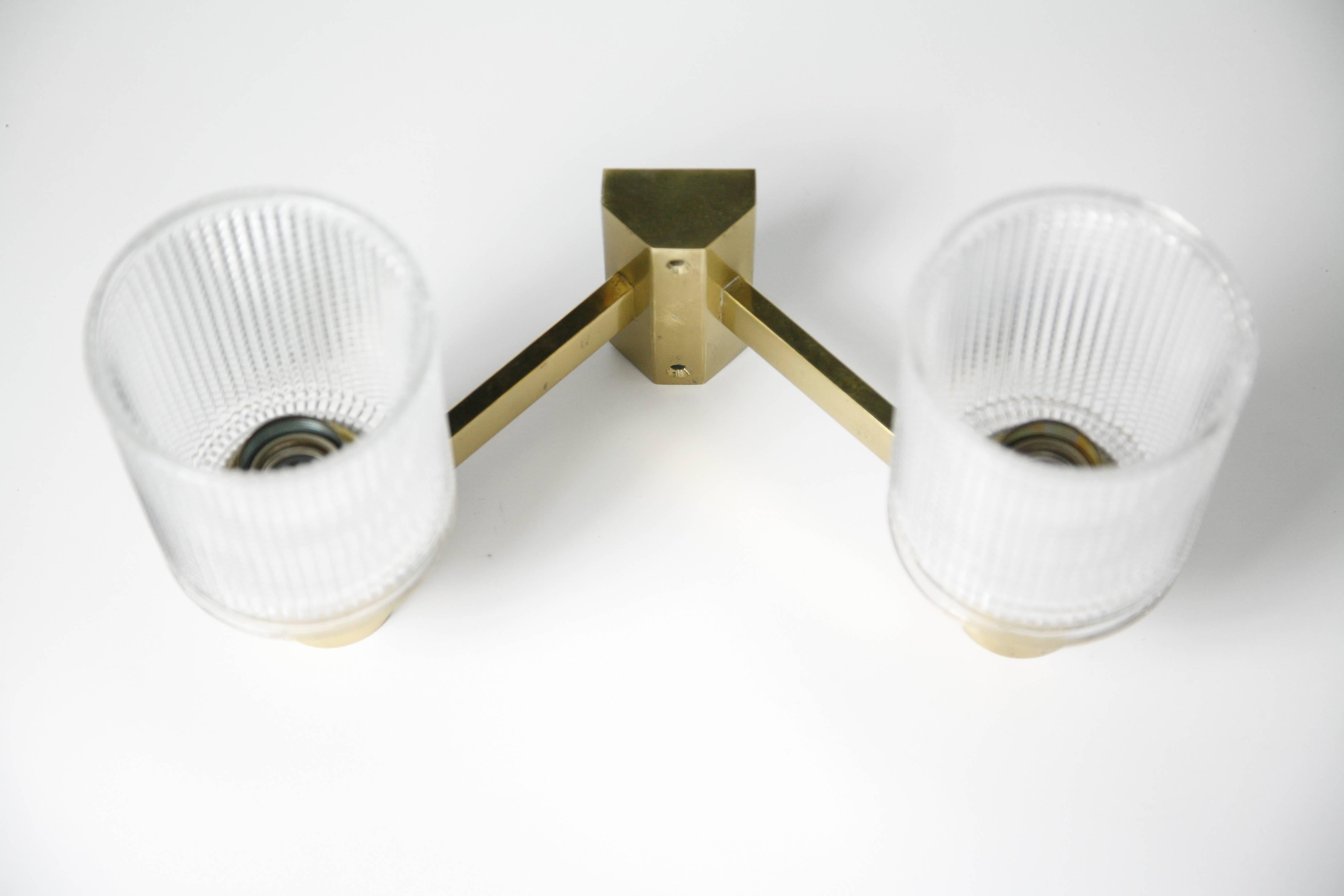 Hans Agne Jakobson Two-Arm Brass Wall Lights, Sweden, 1970 In Good Condition In Bronx, NY