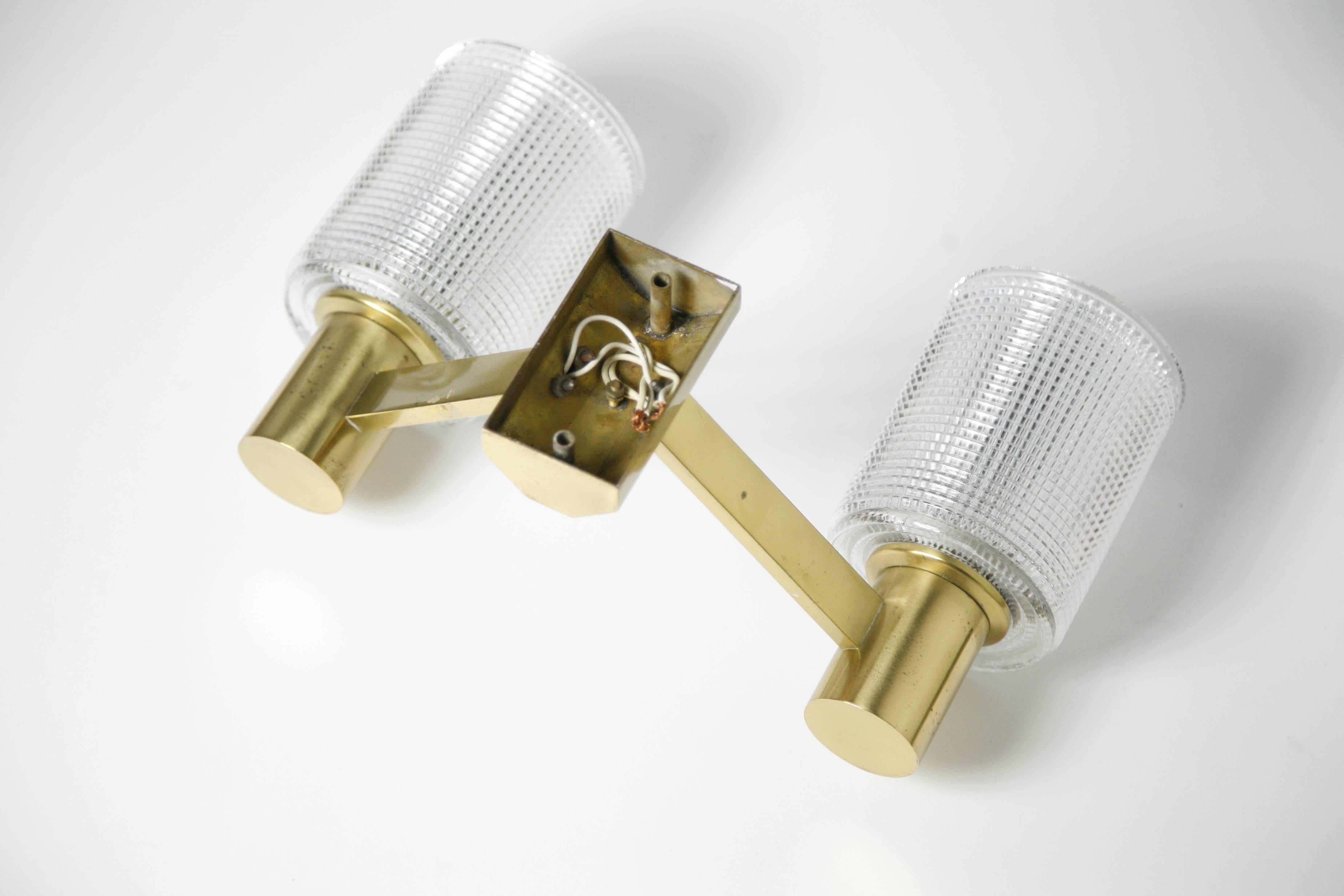 Hans Agne Jakobson Two-Arm Brass Wall Lights, Sweden, 1970 1