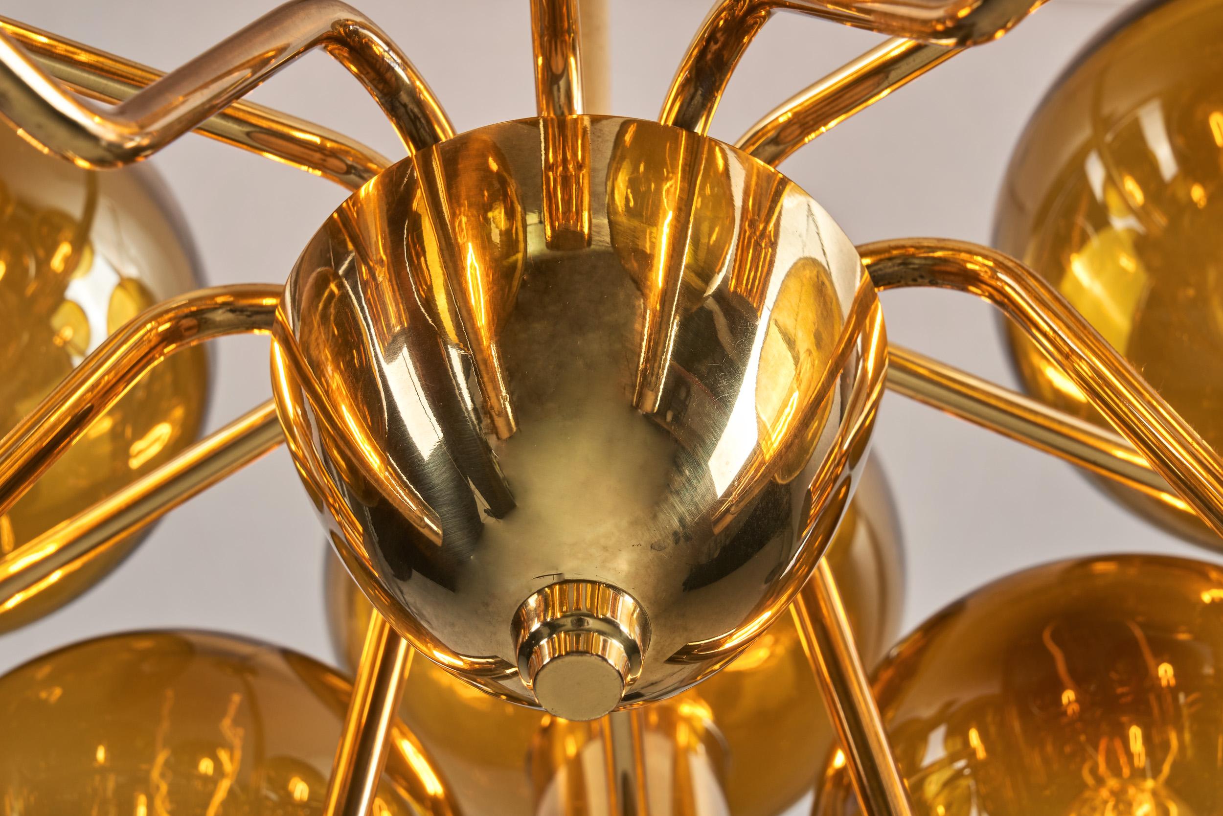 Hans-Agne Jakobsson 12-Armed Brass Chandelier 