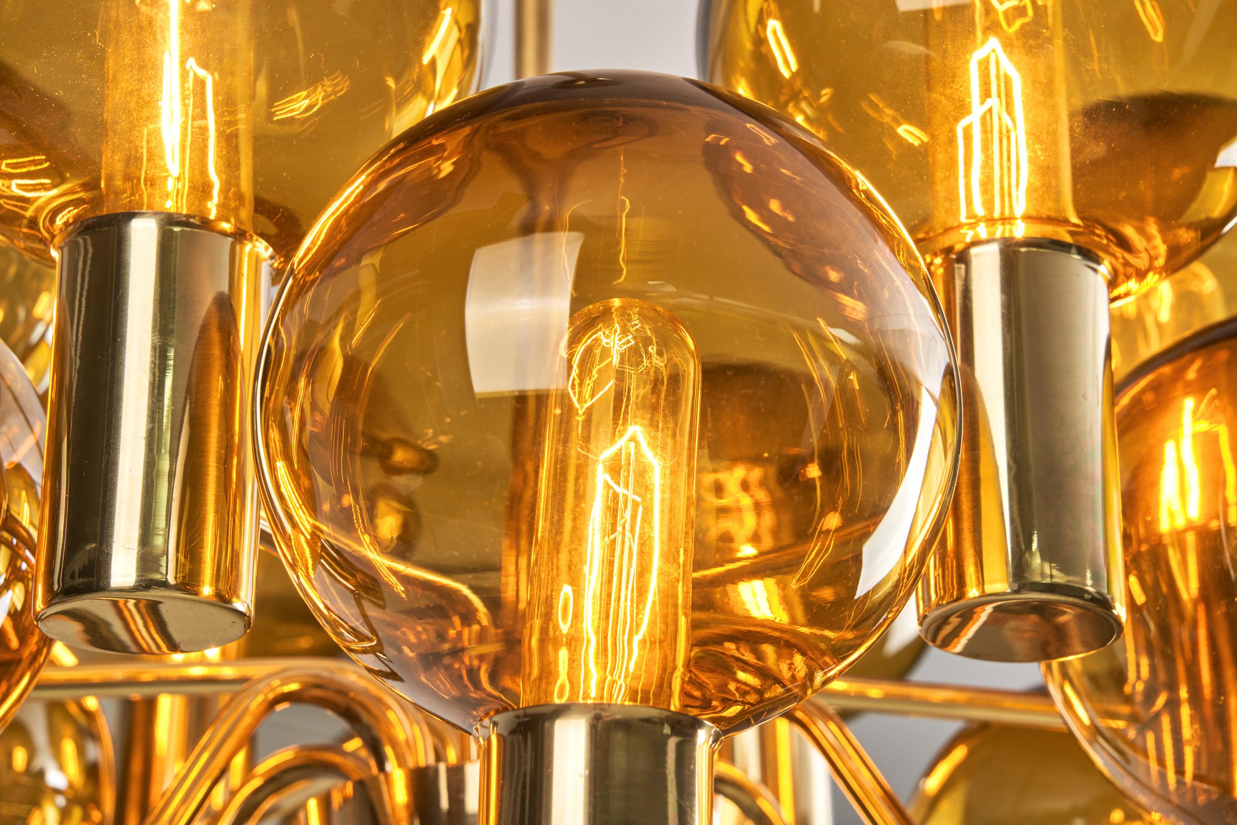 Hans-Agne Jakobsson 12-Armed Brass Chandelier 