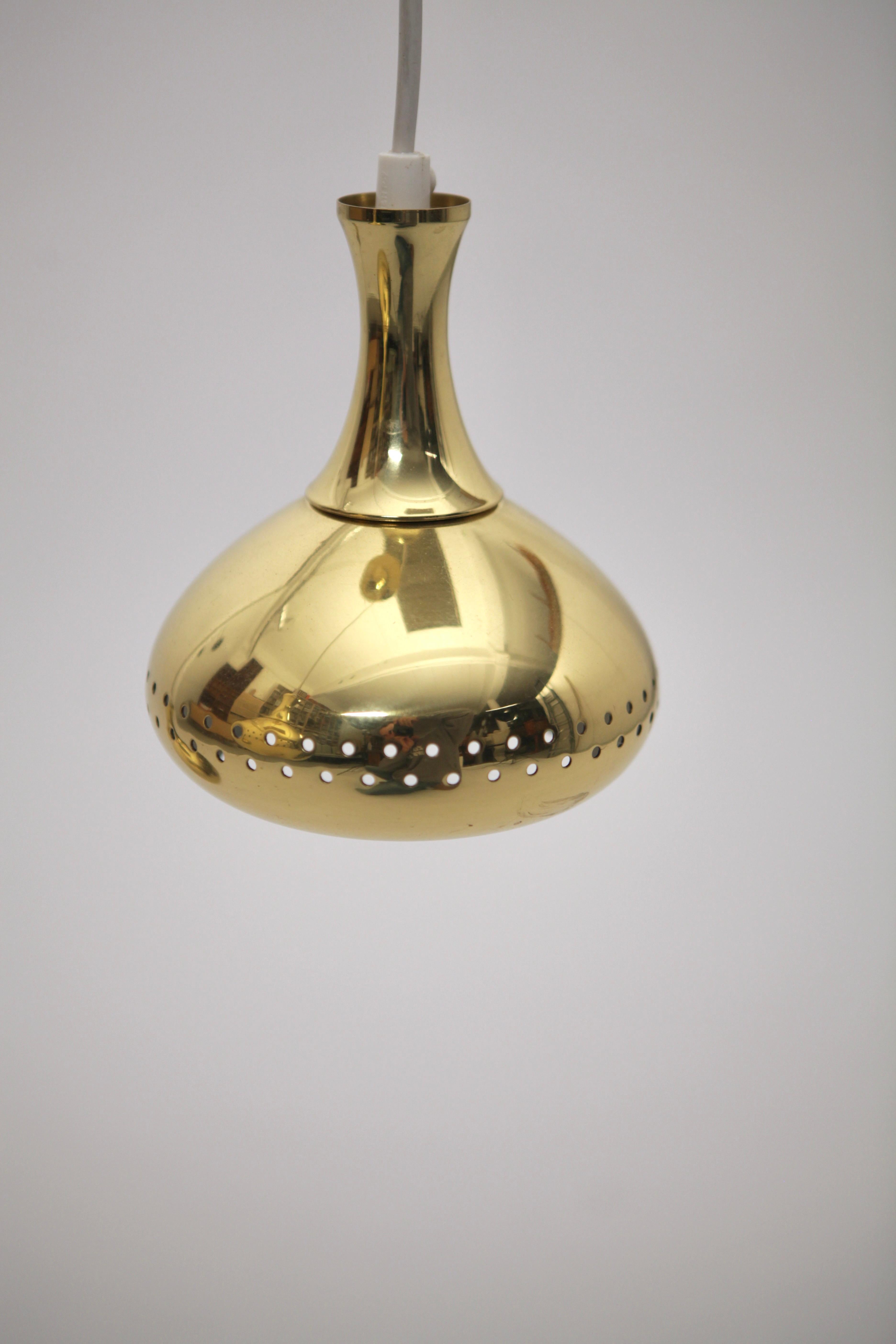 Swedish Hans-Agne Jakobsson, 3 Pendant Ceiling Light, Brass, Sweden 1960s. For Sale