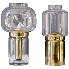 Hans-Agne Jakobsson, a Pair of Glass and Brass Lanterns, Markaryd Sweden, 1960s