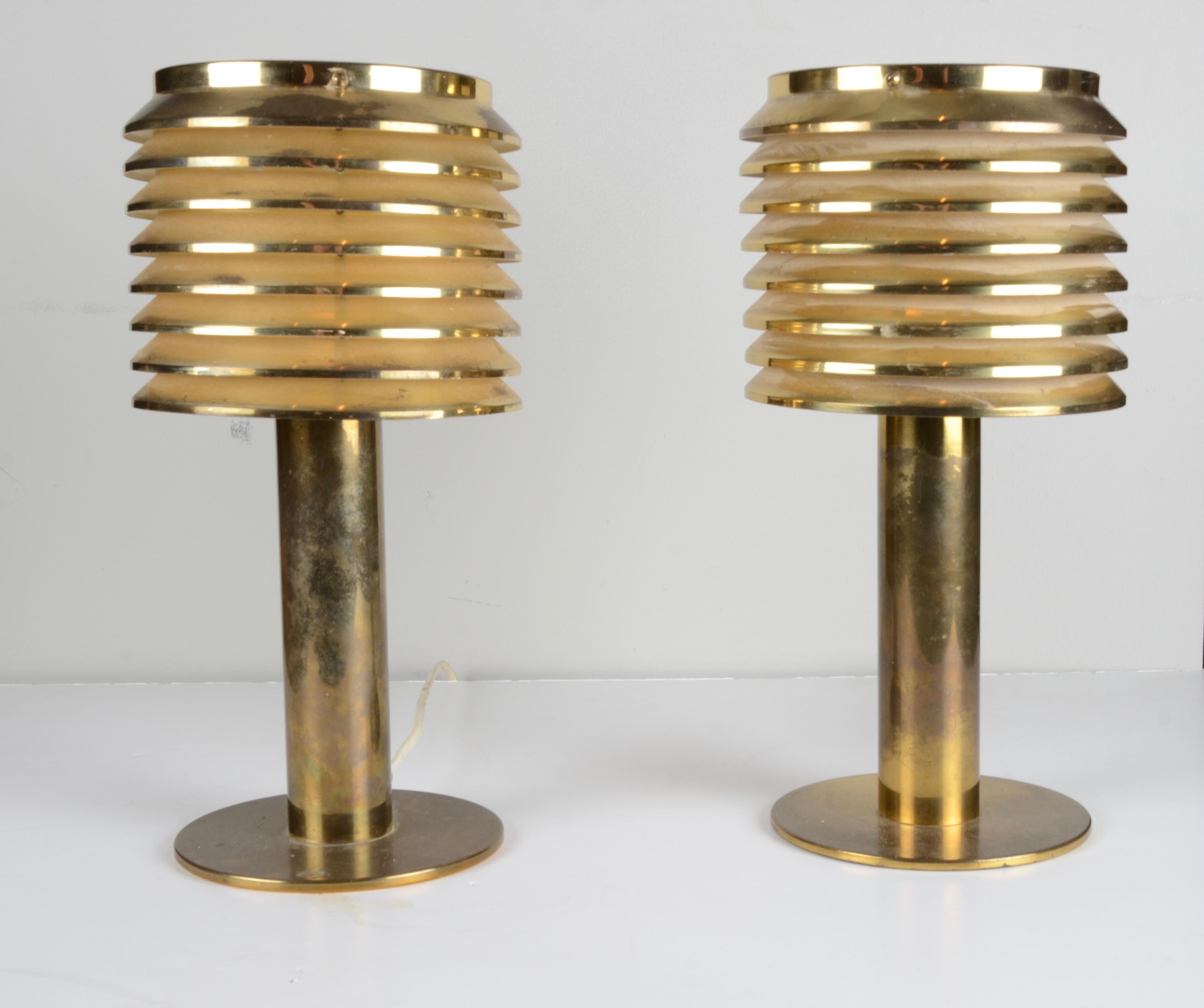 A pair of table lamps in brass, designed by Hans-Agne Jakobsson for Markaryd. Sweden mid-1900s.