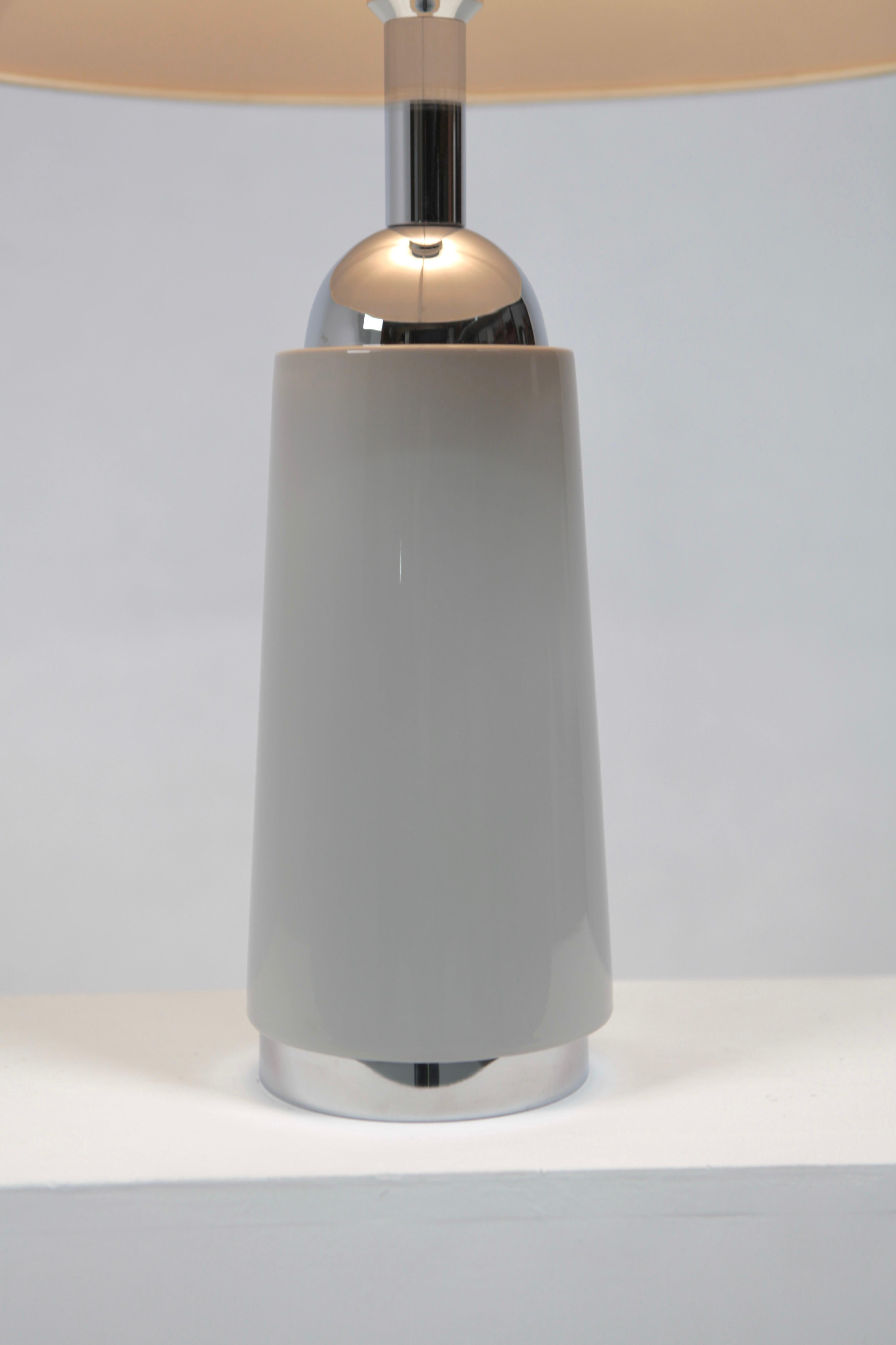 Swedish Hans-Agne Jakobsson, a Porcelain and Chromed Metal Table Lamp, Sweden, 1970/80s For Sale