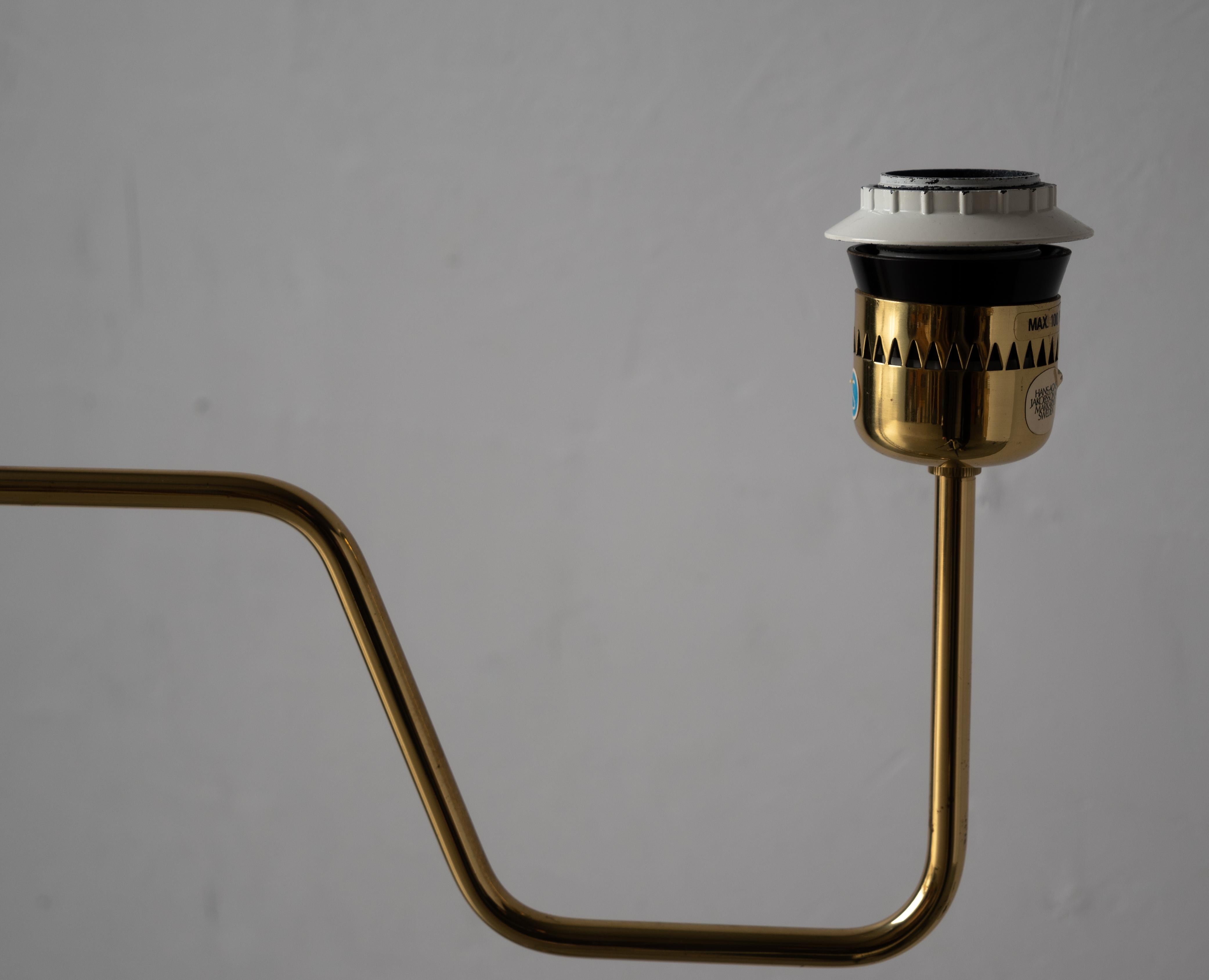 Late 20th Century Hans-Agne Jakobsson, Adjustable Floor Lamp, Brass, Fabric, Sweden, c. 1970s