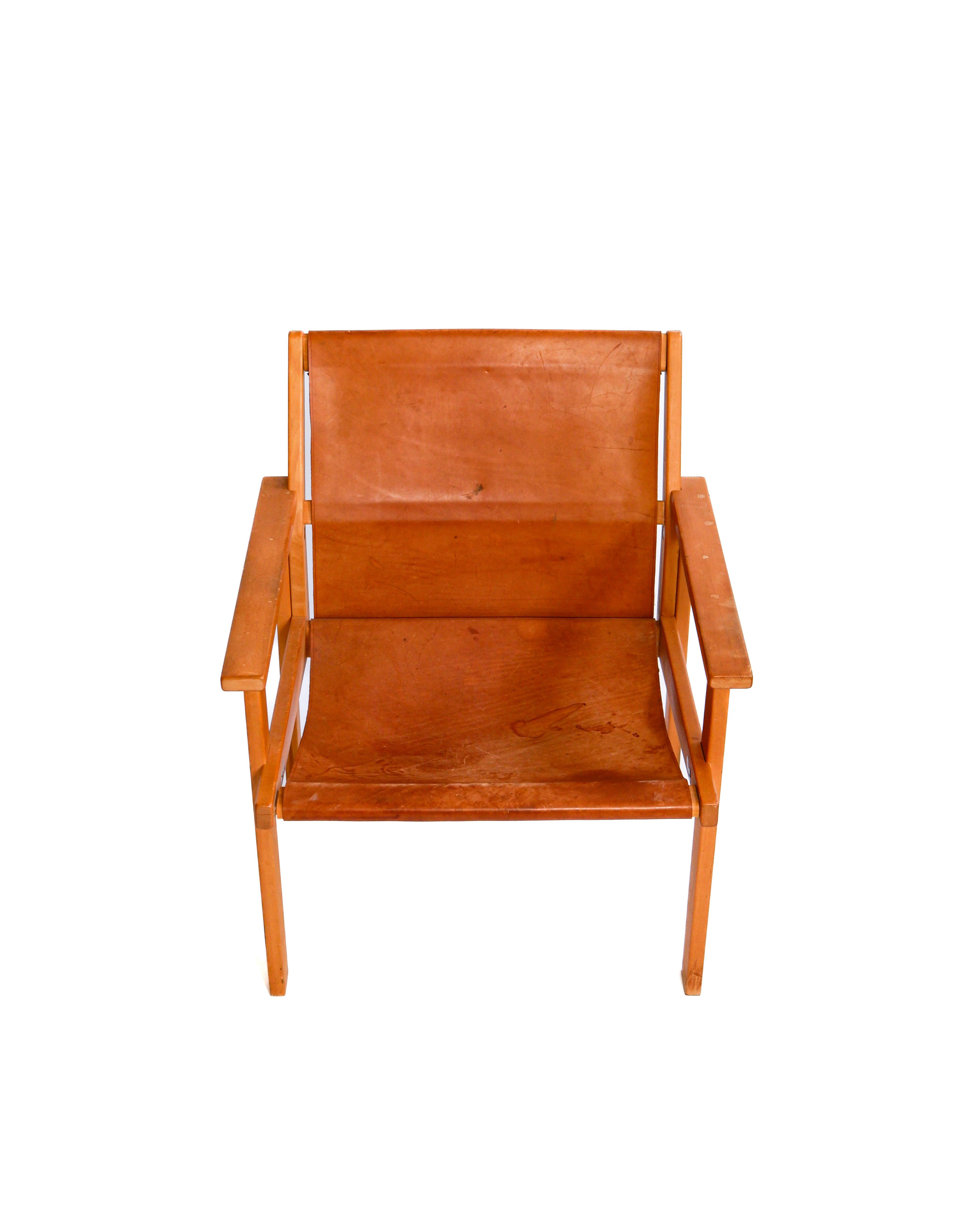 Svedese Poltrona Hans-Agne Jakobsson, pelle e legno circa 1970 in vendita