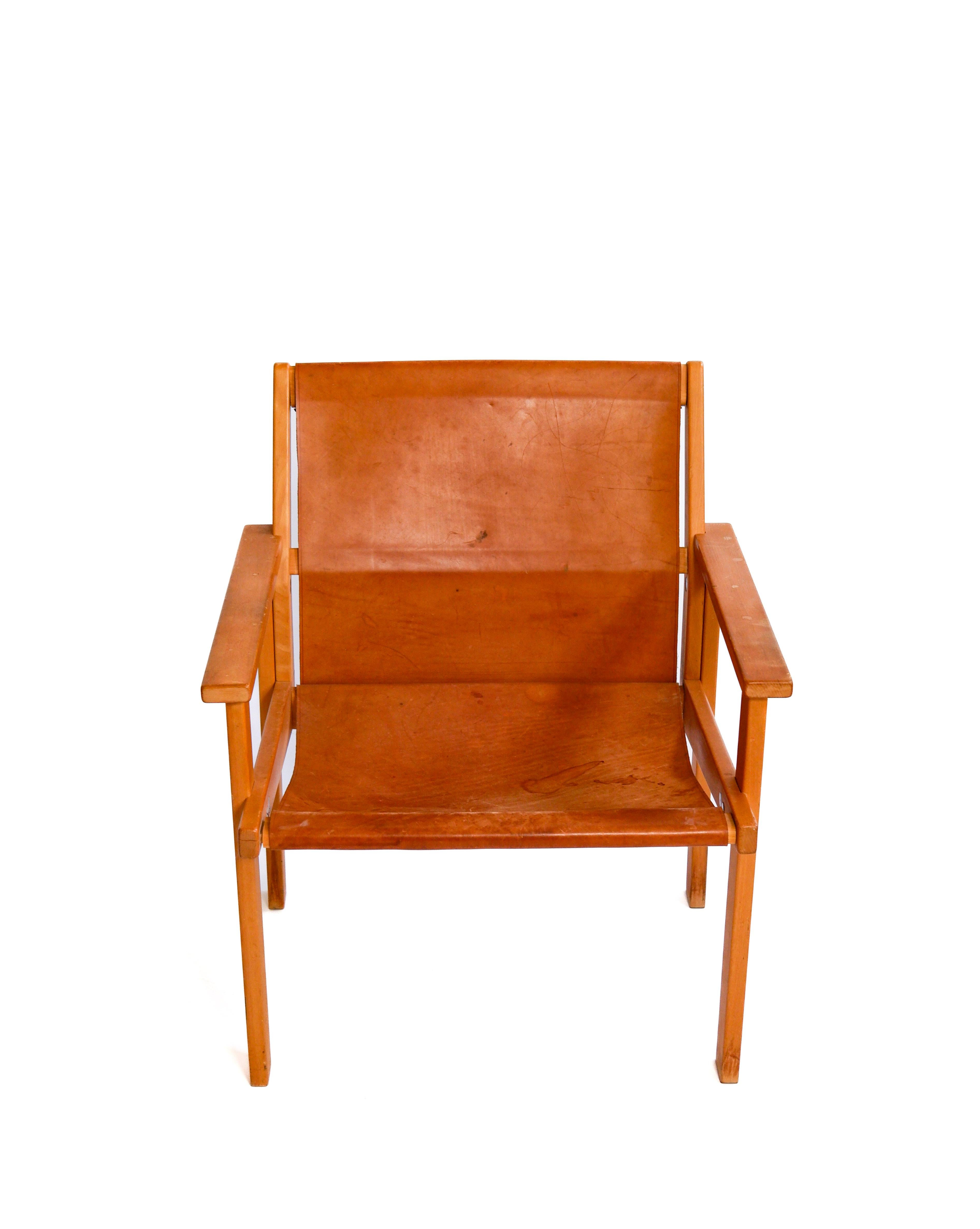 Poltrona Hans-Agne Jakobsson, pelle e legno circa 1970 In condizioni discrete in vendita a Hägersten-Liljeholmen, Stockholms län