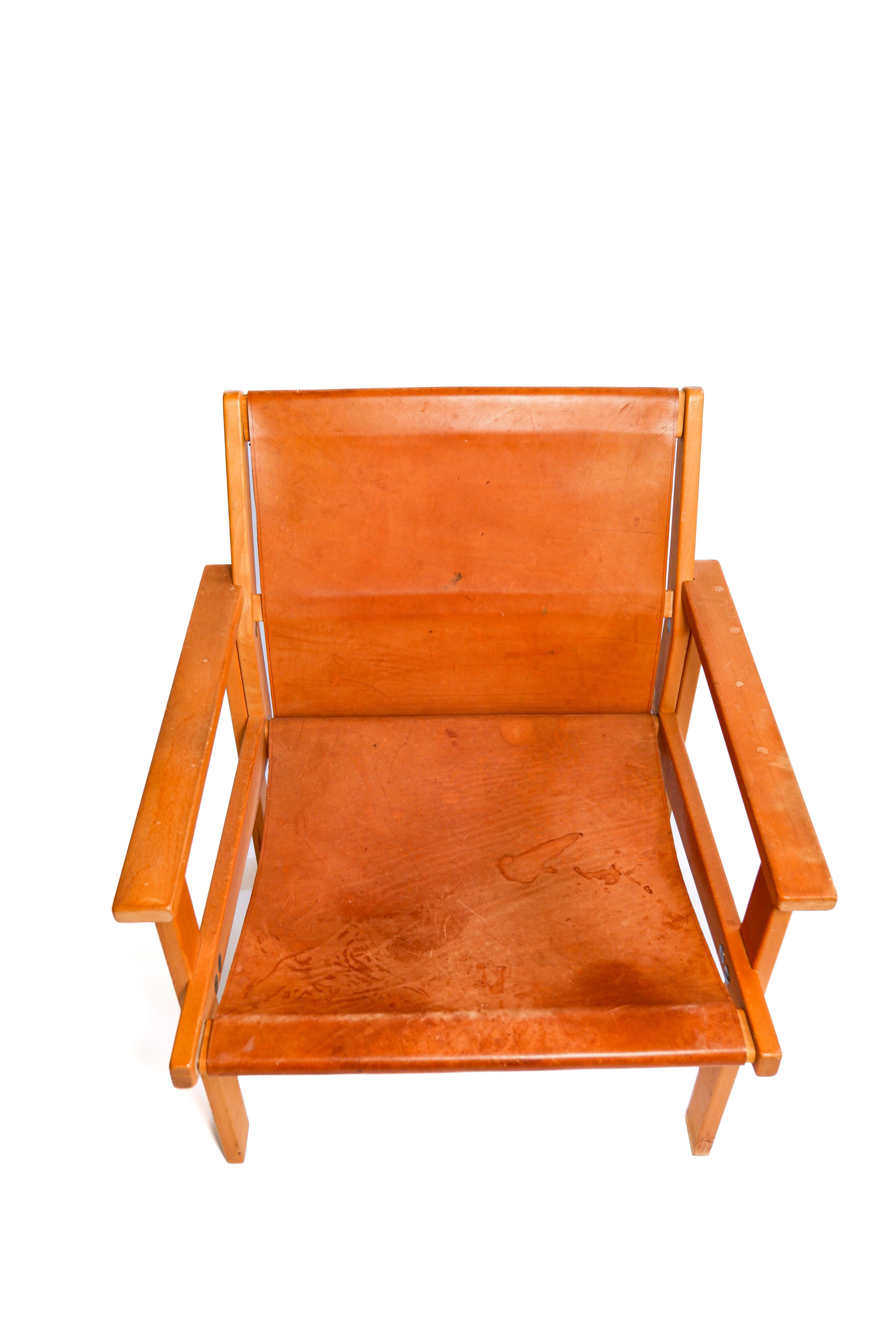 Poltrona Hans-Agne Jakobsson, pelle e legno circa 1970 in vendita 1
