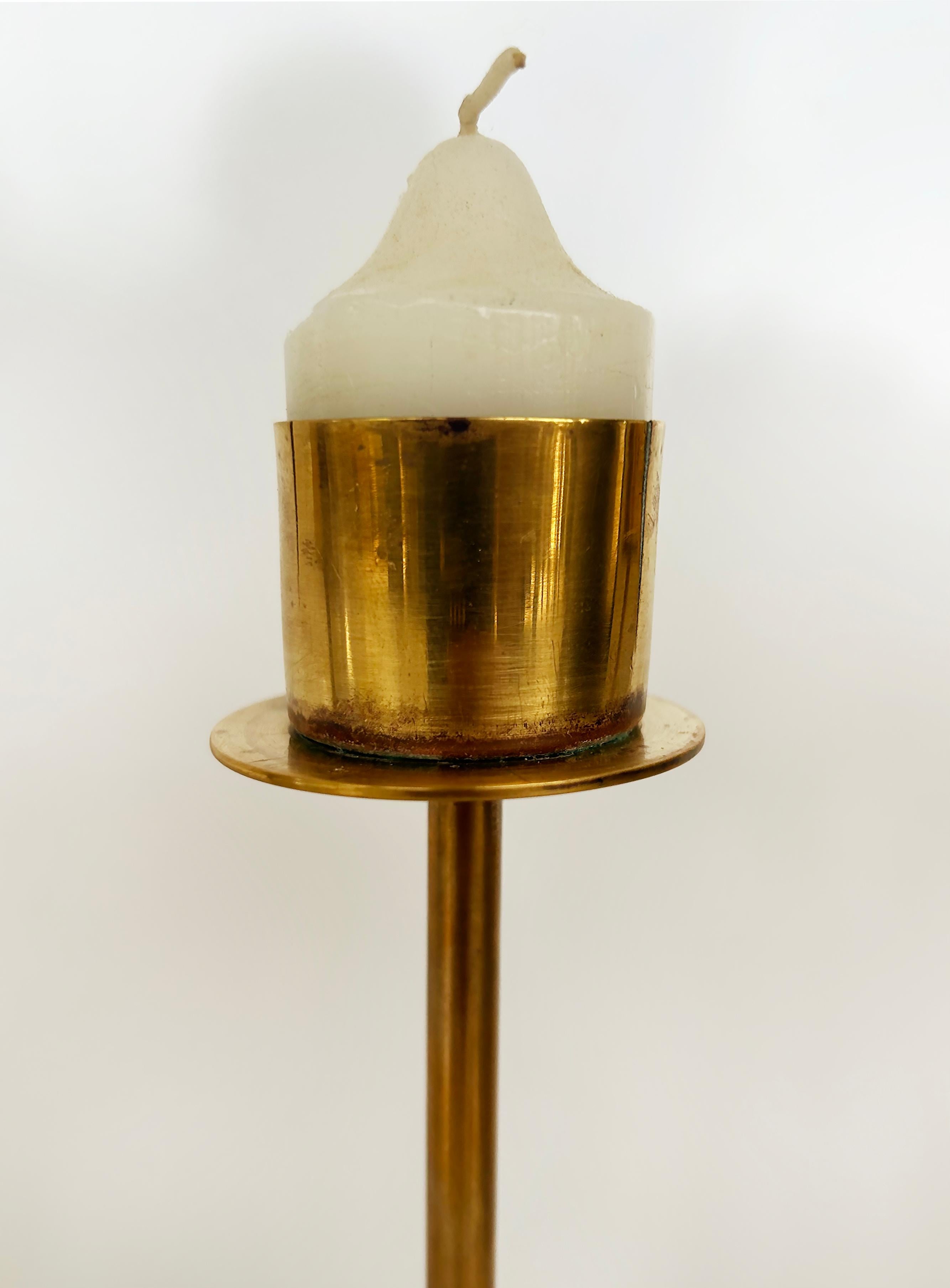 Hans-Agne Jakobsson Brass and Glass Candlesticks for  AB Sweden c1970's, Set (3) For Sale 5