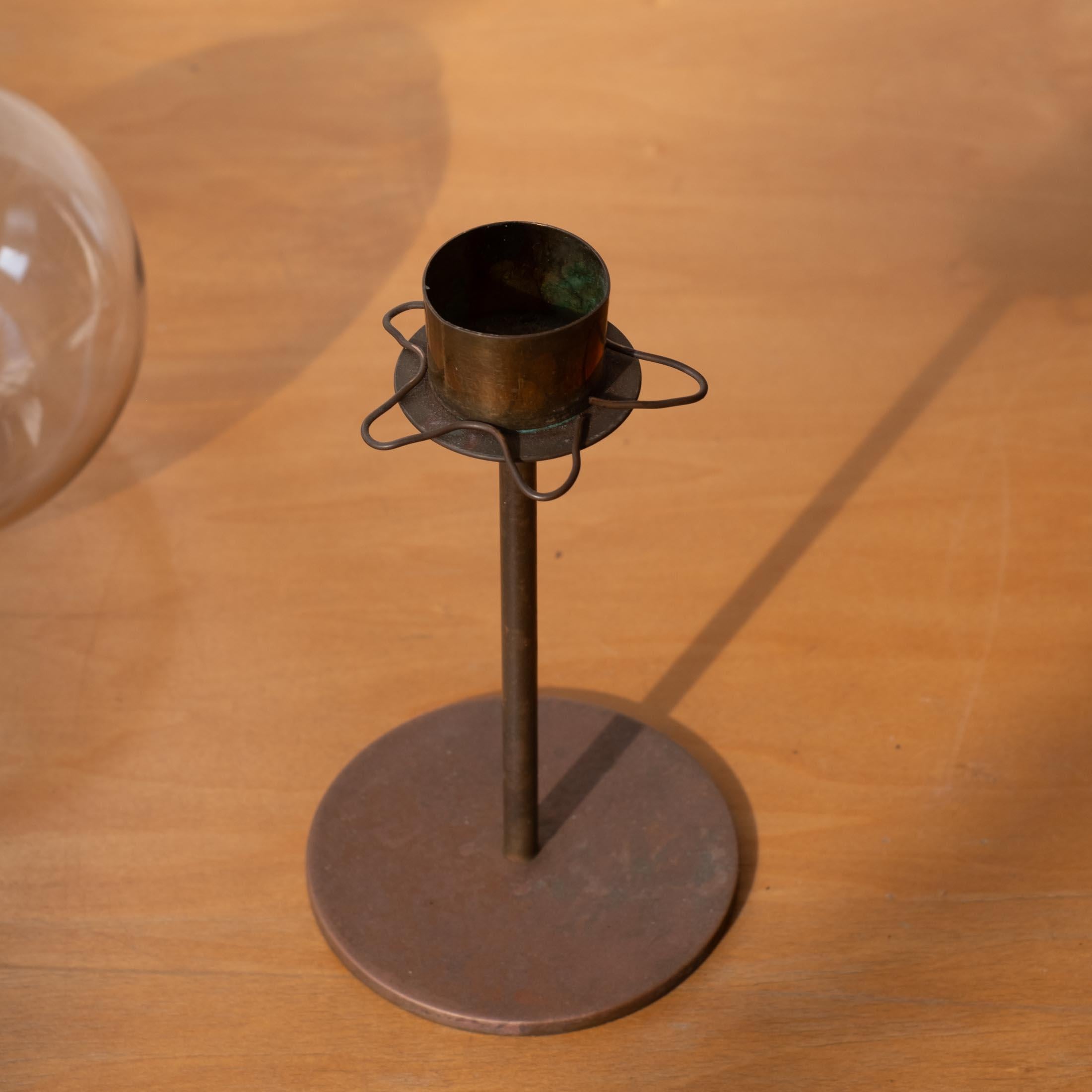 Hans-Agne Jakobsson Brass and Glass Candlesticks for AB Sweden In Good Condition For Sale In San Diego, CA