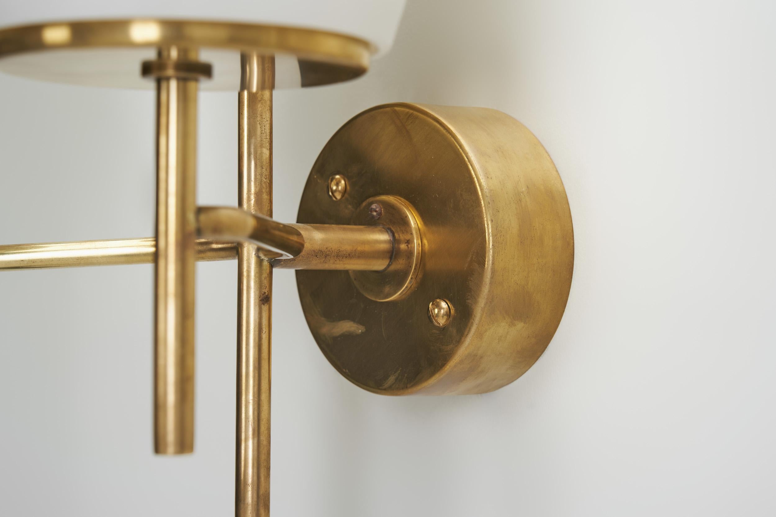 Hans Agne Jakobsson Brass and Glass Wall Sconces for AB Markaryd, Sweden 1950s For Sale 10