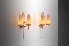 Hans Agne Jakobsson Brass and Glass Wall Sconces for AB Markaryd, Sweden 1950s