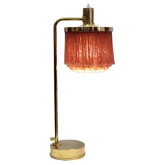 Hans-Agne Jakobsson Brass and Pink Silk Table Lamp Model B-140, 1960