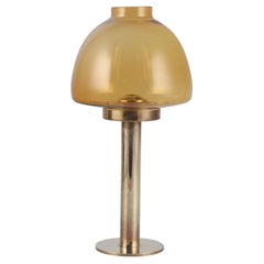 Hans-Agne Jakobsson, brass and smoked glass candlestick.