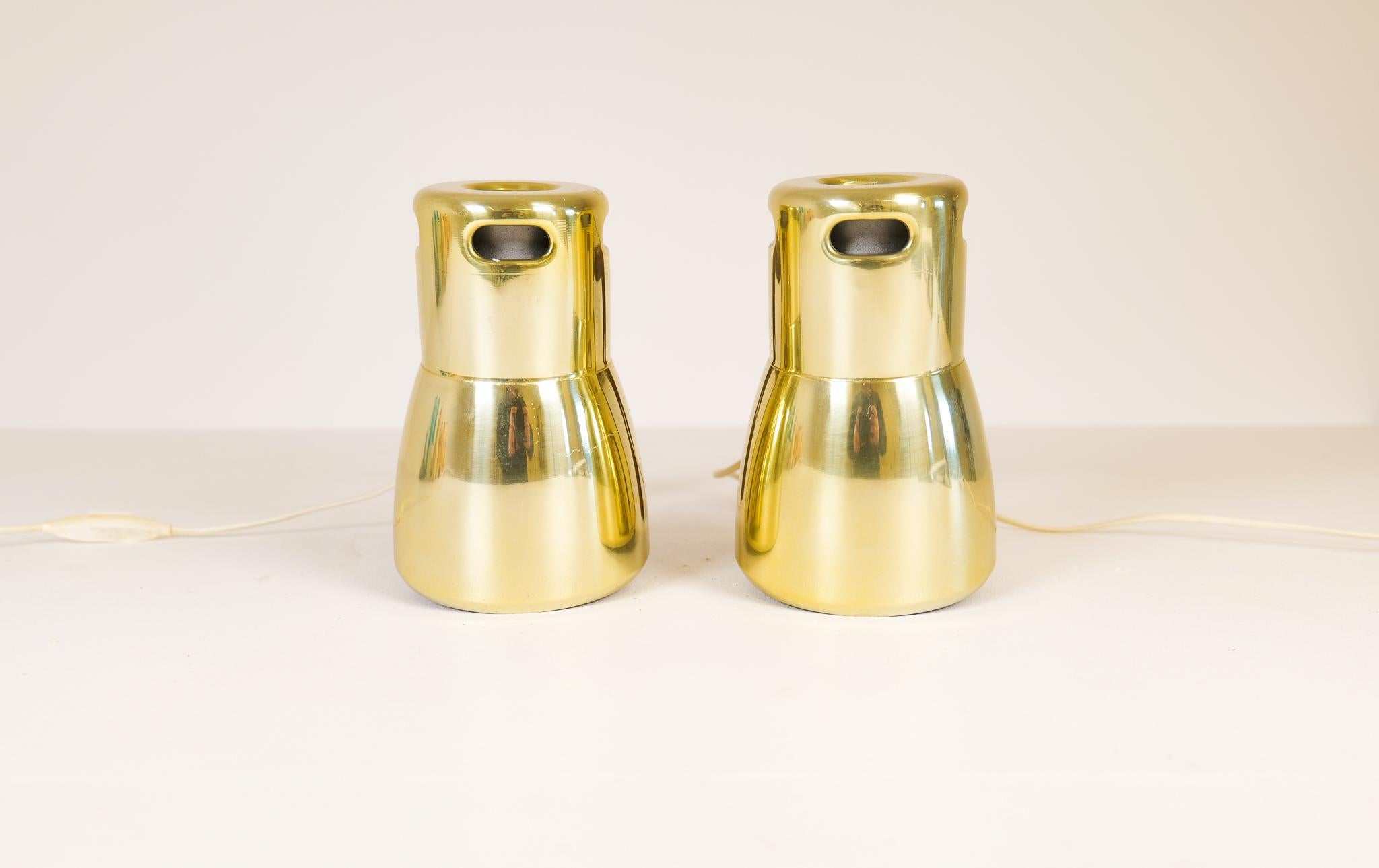 Hans-Agne Jakobsson Brass and Stained Wood Wall Lamps, Sweden, 1970s For Sale 10
