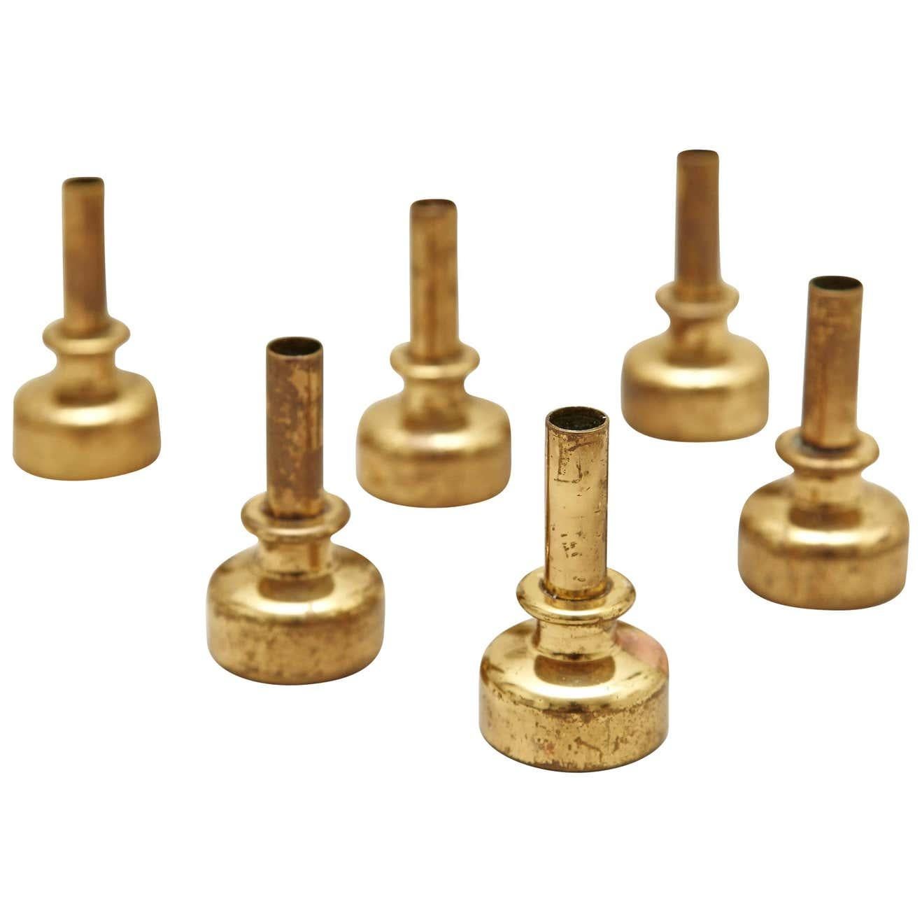 Brass candleholder set designed and manufactured by Hans-Agne Jakobsson in Sweden, circa 1960.

Hans-Agne Jakobsson (1919-2009) Swedish interior decorator and furniture designer Hans-Agne Jakobsson was born in Hvadhem/Gotland in 1919. After