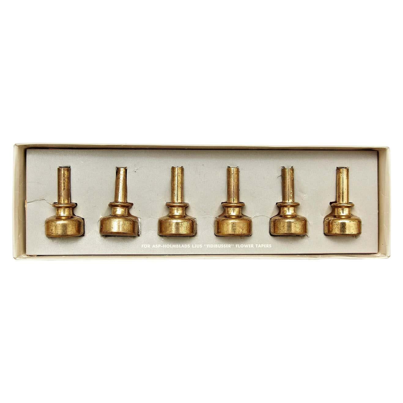 Swedish Hans-Agne Jakobsson Brass Candleholders Collection, circa 1960 For Sale
