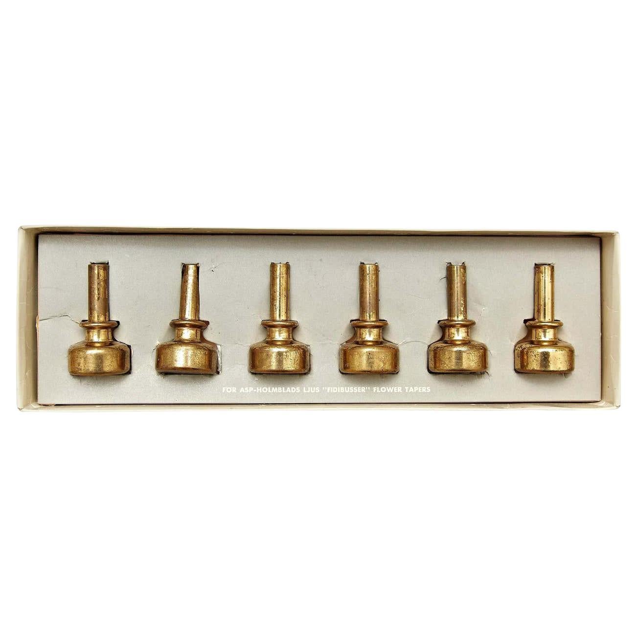 Hans-Agne Jakobsson Brass Candleholders Collection, circa 1960 For Sale