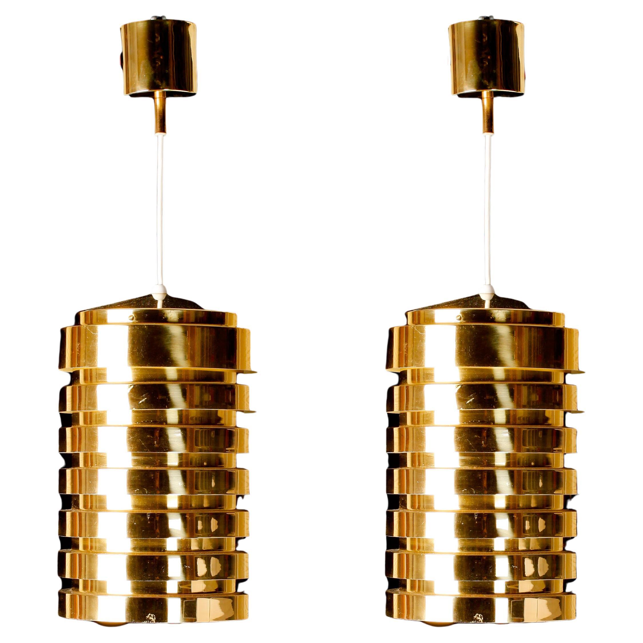 Hans Agne Jakobsson Brass Ceiling Lights T487 Pendant by AB Markaryd Sweden 1960 For Sale