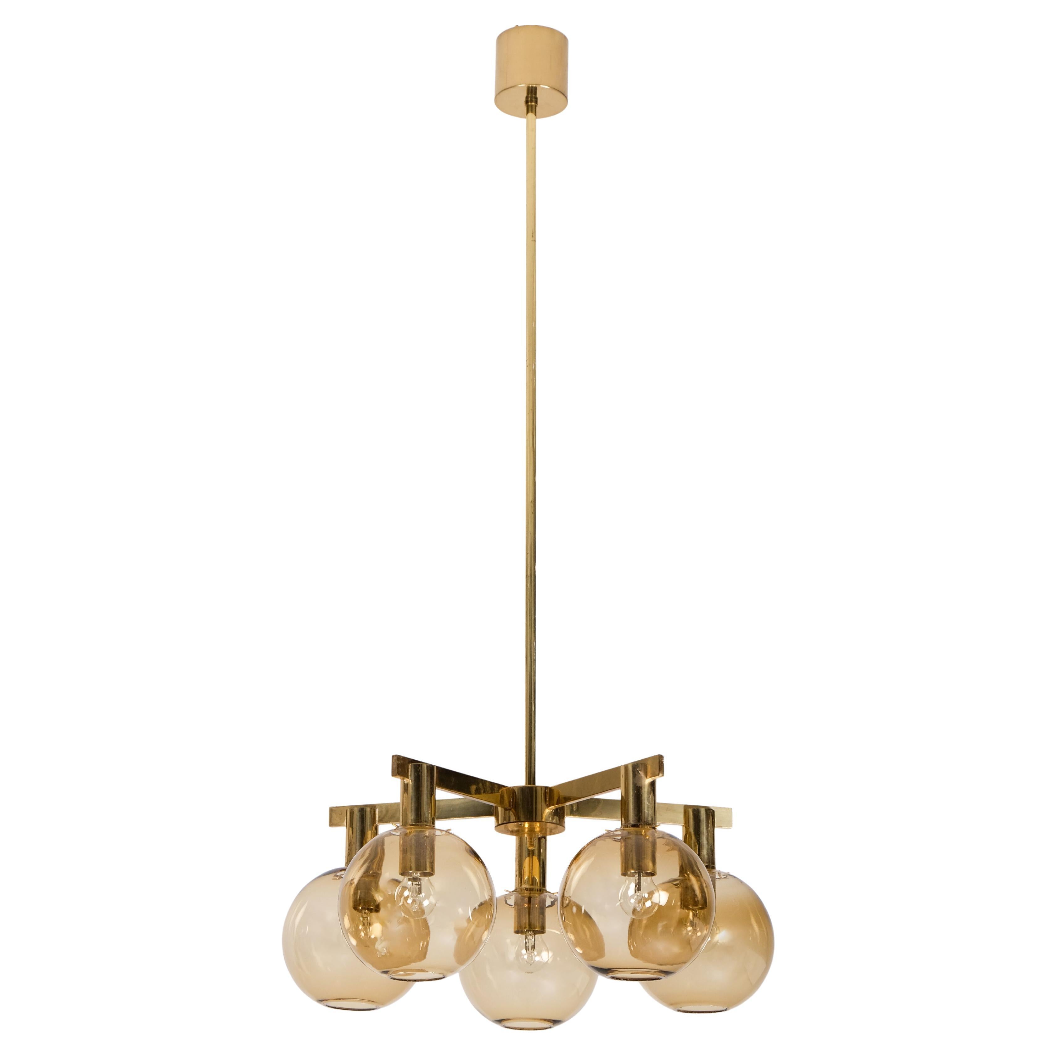Lampadario in ottone Hans-Agne Jakobsson, anni 
60