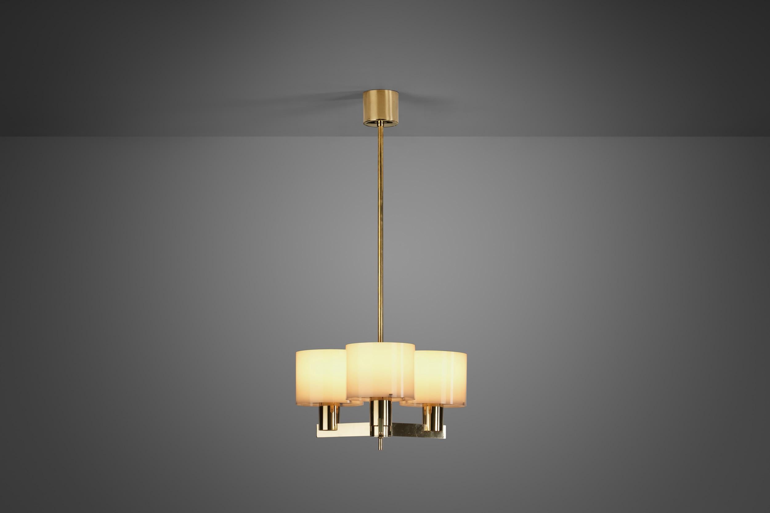 Mid-20th Century Hans-Agne Jakobsson Brass Chandelier for AB Markaryd, Sweden 1950s For Sale