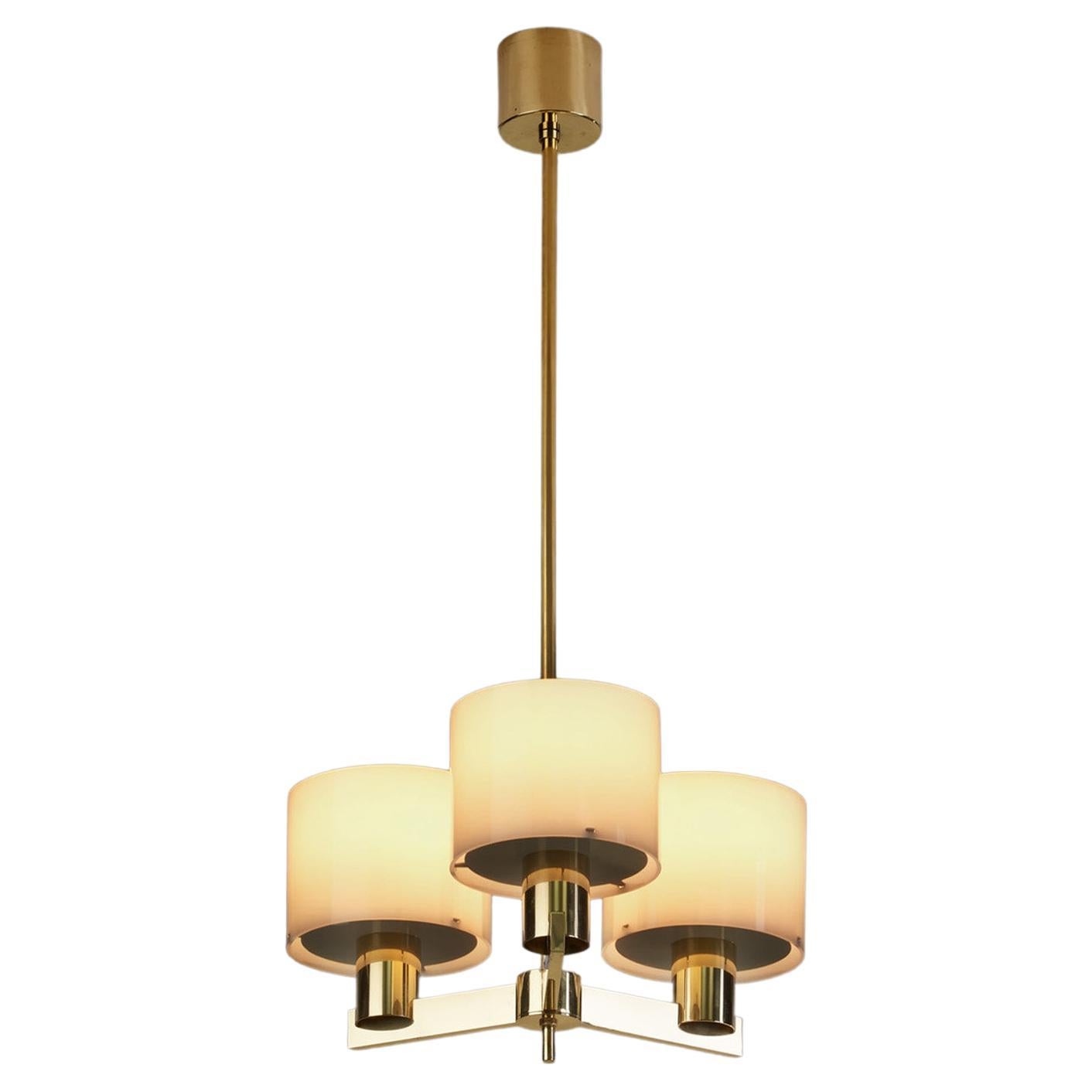 Hans-Agne Jakobsson Brass Chandelier for AB Markaryd, Sweden 1950s