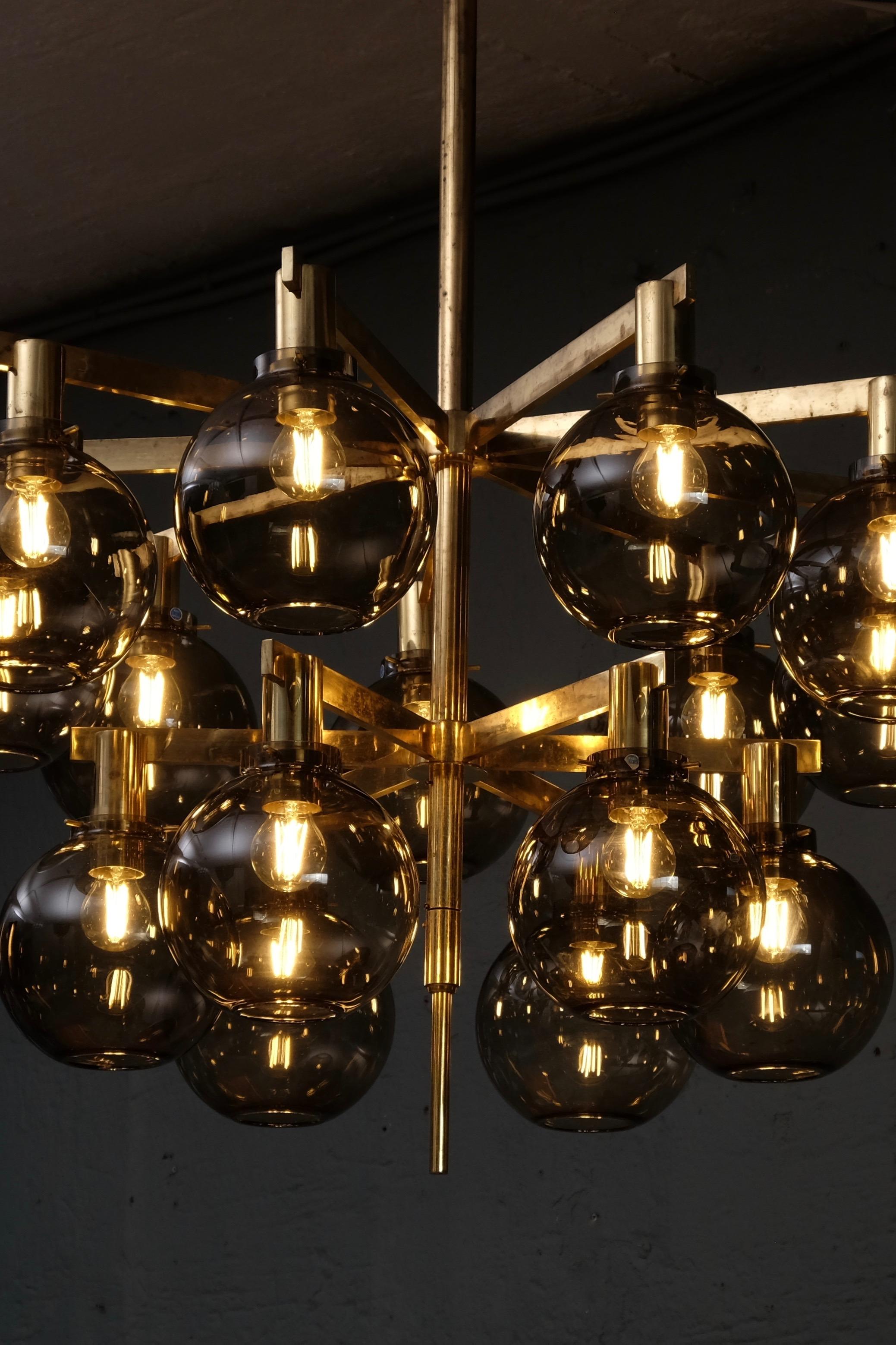 Hans-Agne Jakobsson Brass Chandelier Model 348/15, 1960s For Sale 5