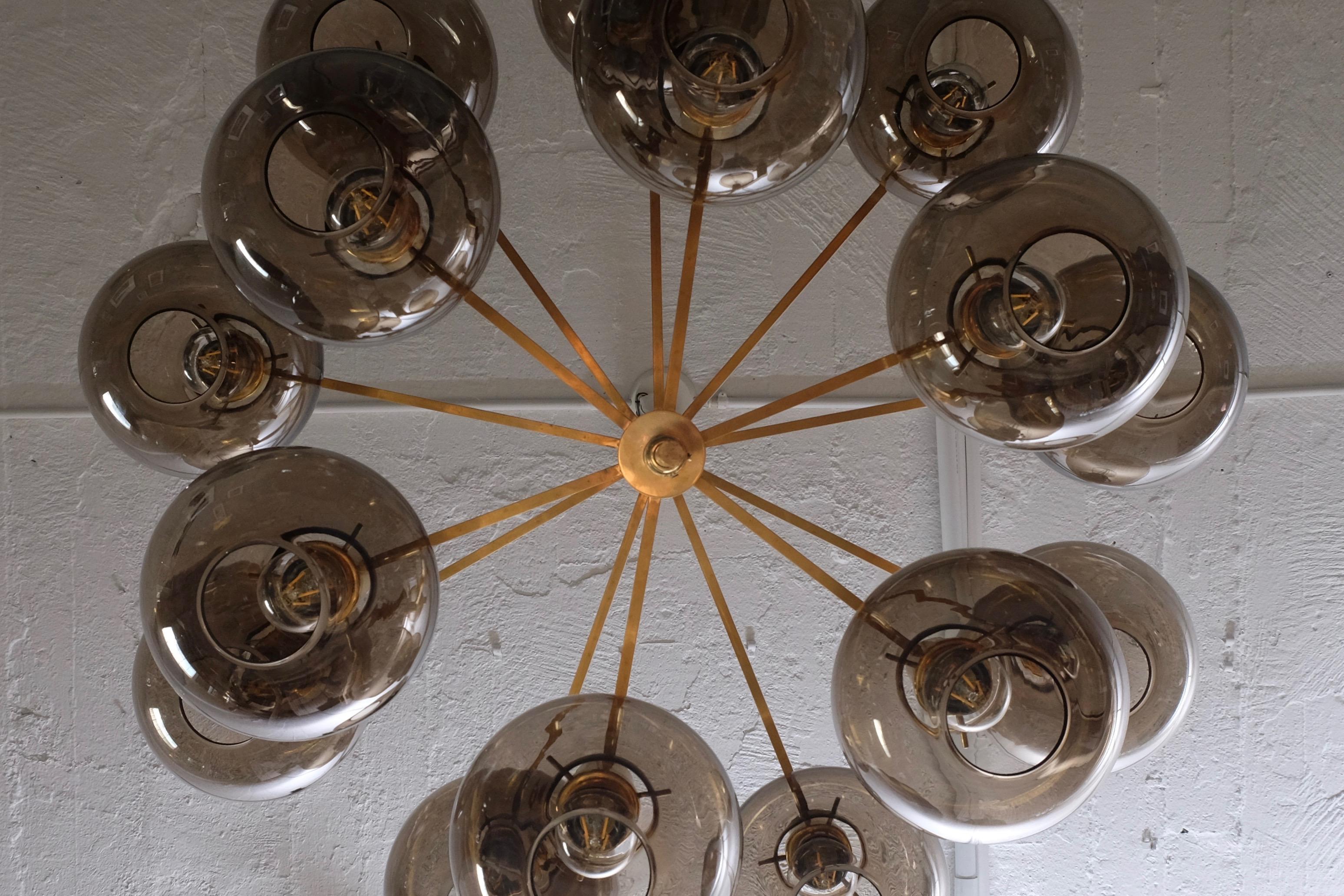 Hans-Agne Jakobsson Brass Chandelier Model 348/15, 1960s For Sale 2