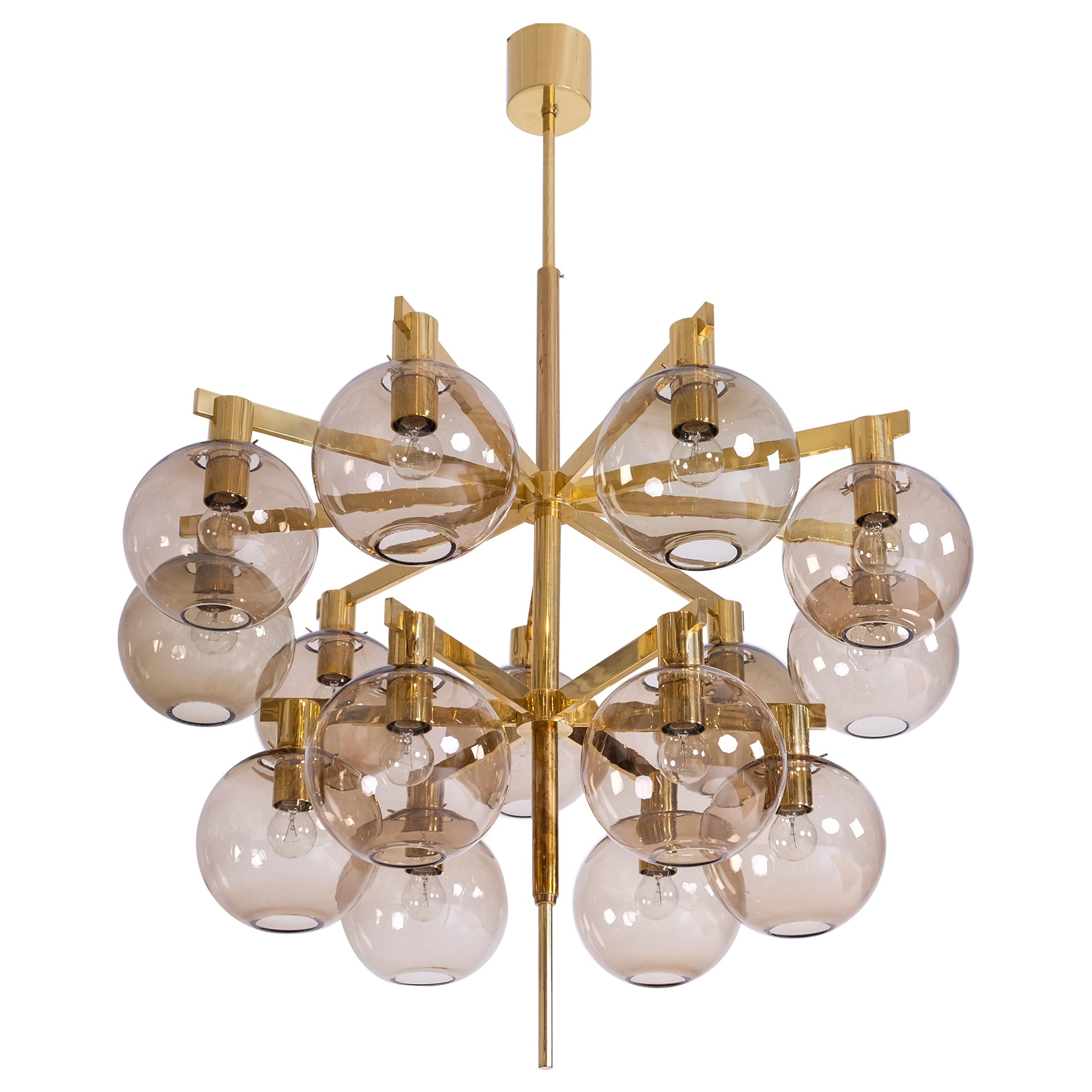 Hans-Agne Jakobsson Brass Chandelier Model 348/15, 1960s