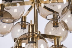 Hans-Agne Jakobsson Brass Chandelier Model 348/9, 1960s