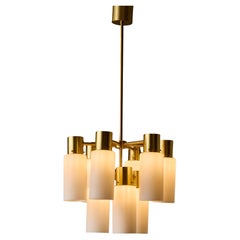 Hans Agne jakobsson Brass Chandeliers with Opaline Glass