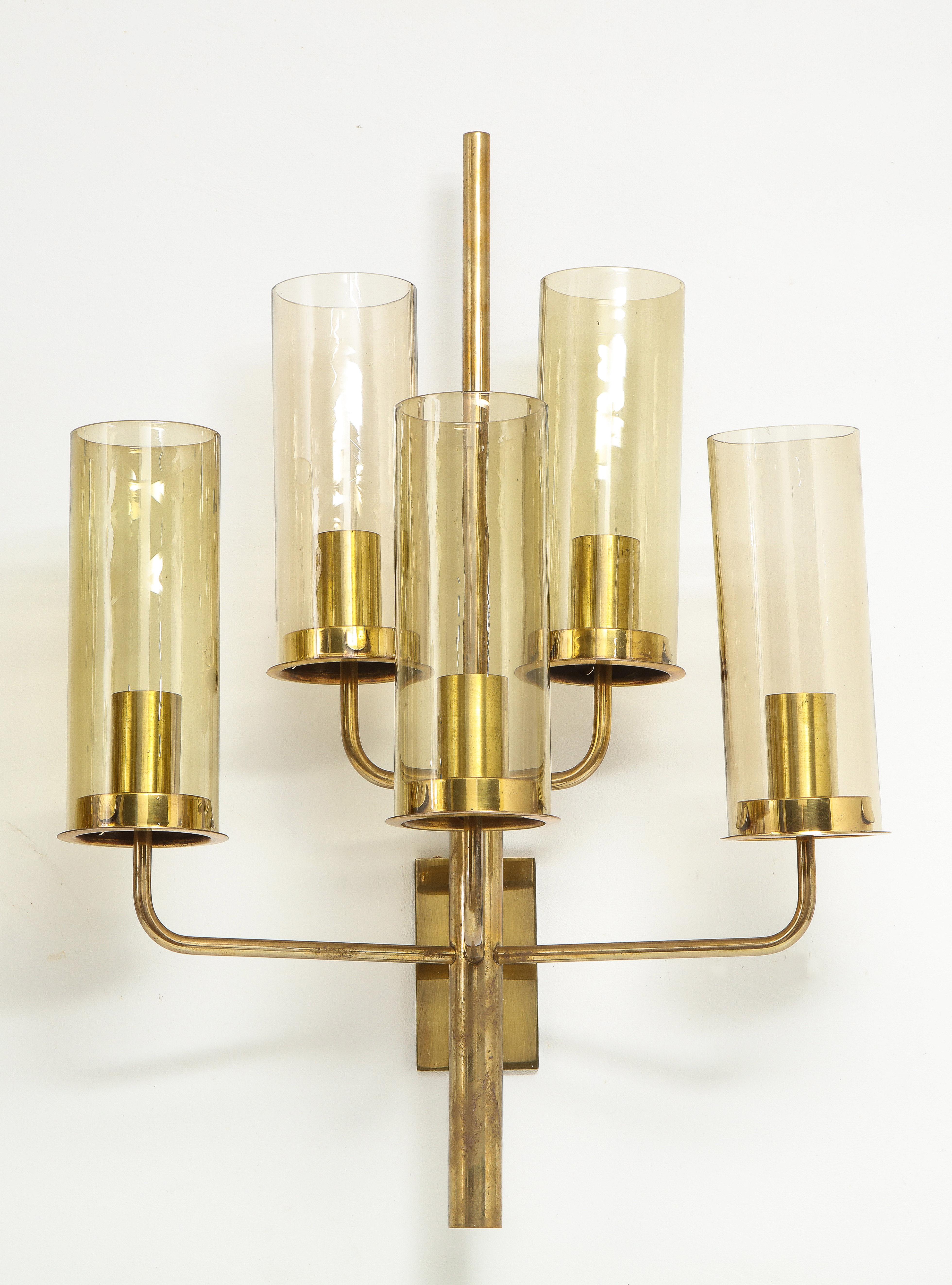 Appliques en laiton et verre de Hans-Agne Jakobsson, Suède, années 1950 en vente 4