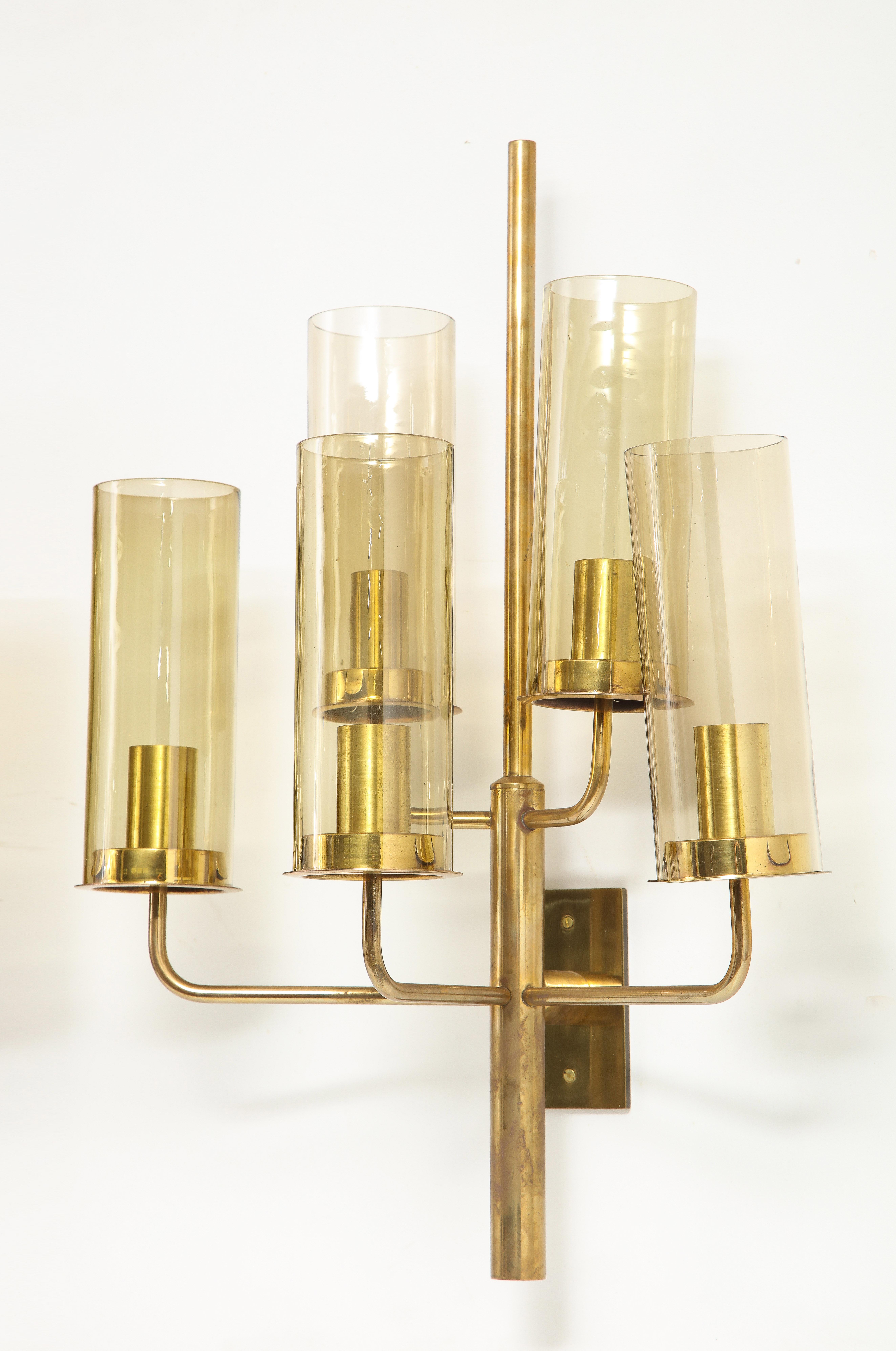Mid-Century Modern Appliques en laiton et verre de Hans-Agne Jakobsson, Suède, années 1950 en vente