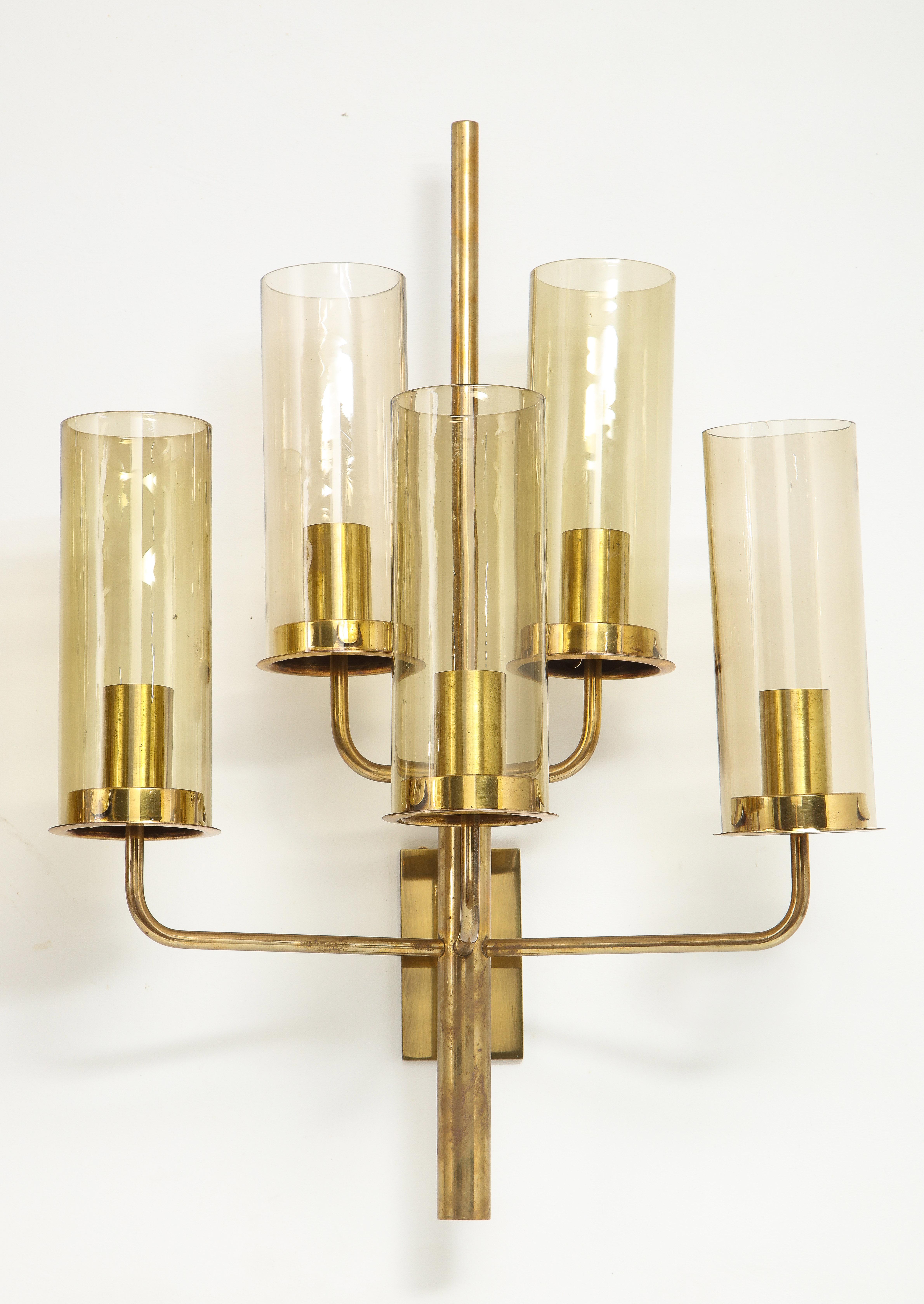 Appliques en laiton et verre de Hans-Agne Jakobsson, Suède, années 1950 en vente 2