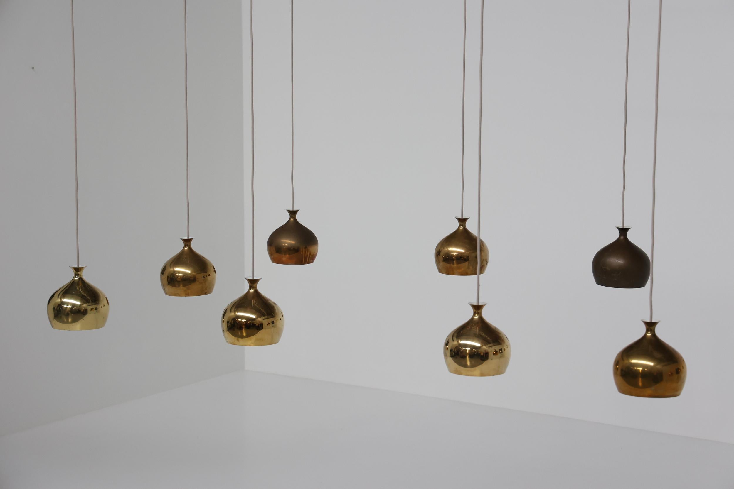 Hans Agne Jakobsson Brass Pendant Lamp for Markaryd, Scandinavia, 1960s For Sale 4