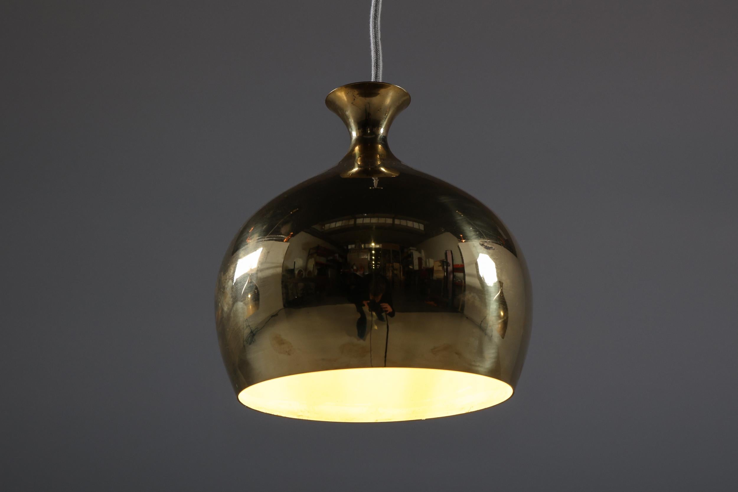 Hans Agne Jakobsson Brass Pendant Lamp for Markaryd, Scandinavian Design, 1960's For Sale 6