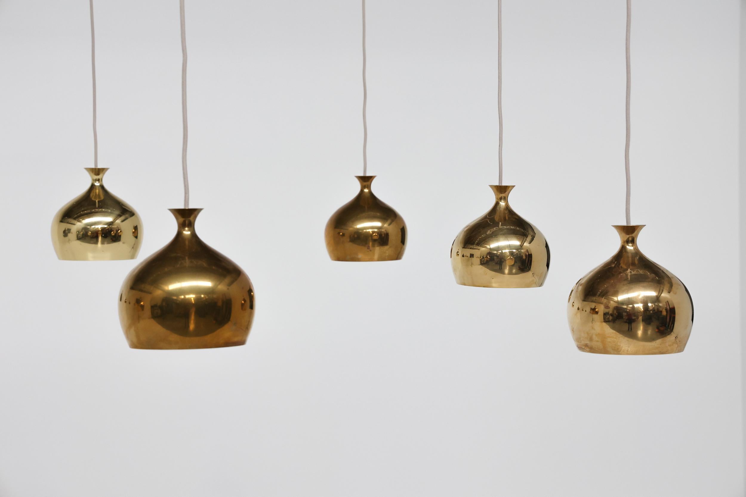 Hans Agne Jakobsson Brass Pendant Lamp for Markaryd, Scandinavia, 1960s For Sale 1