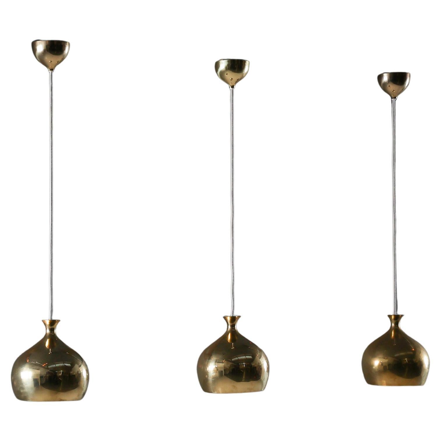 Hans Agne Jakobsson Brass Pendant Lamp for Markaryd, Scandinavian Design, 1960's