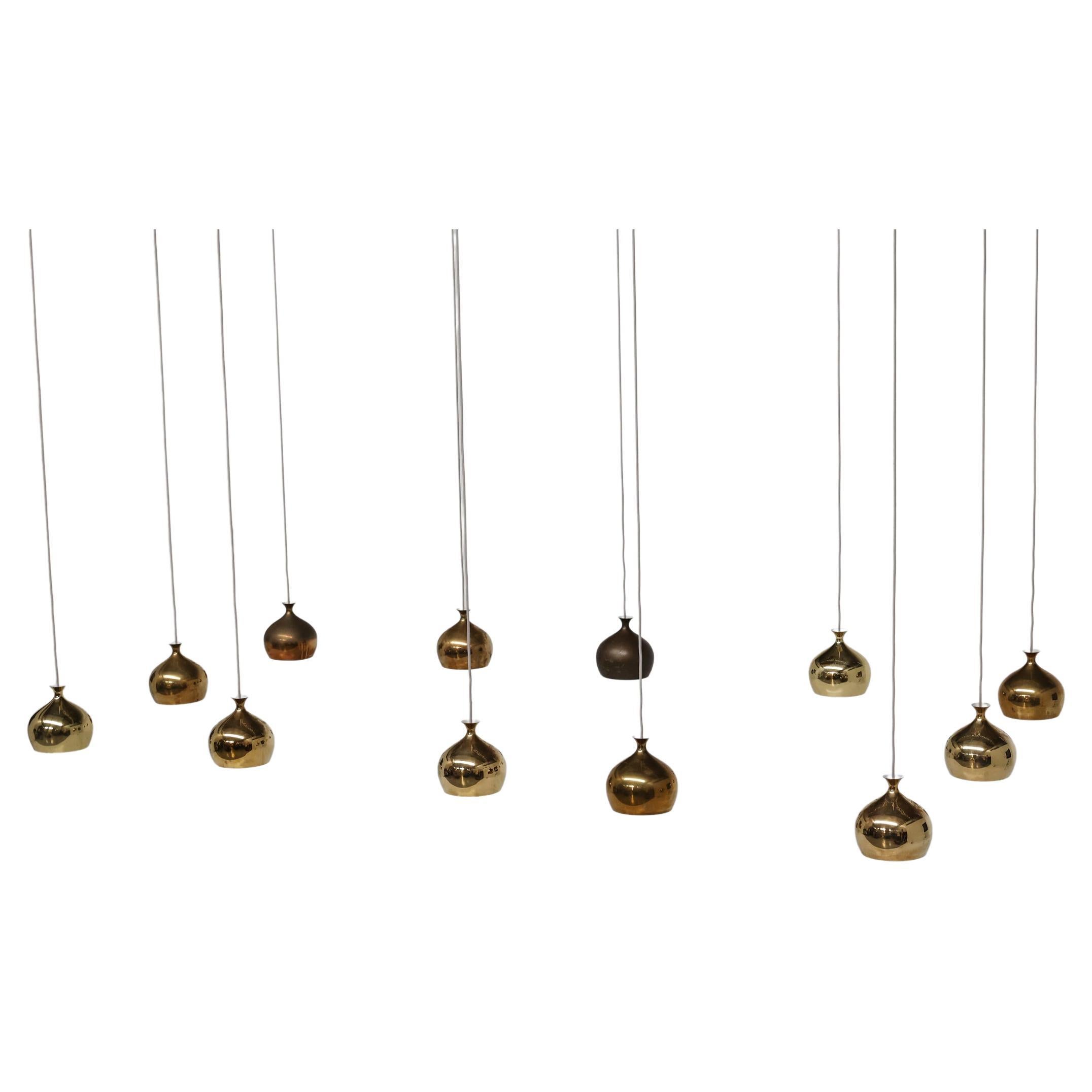 Hans Agne Jakobsson Brass Pendant Lamp for Markaryd, Scandinavian Design, 1960's