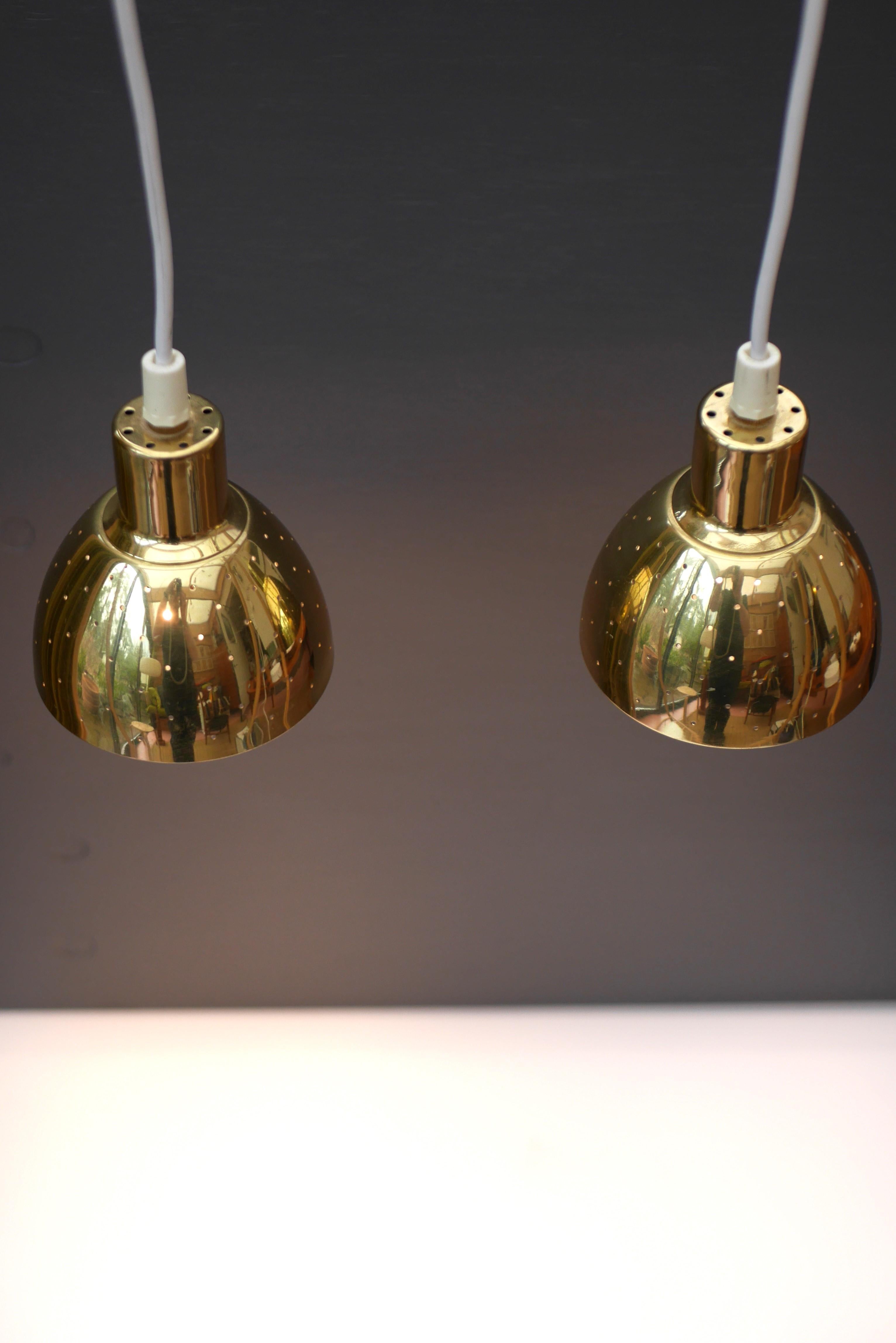 Hans Agne Jakobsson Brass pendant lamps, Markaryd, Sweden 1