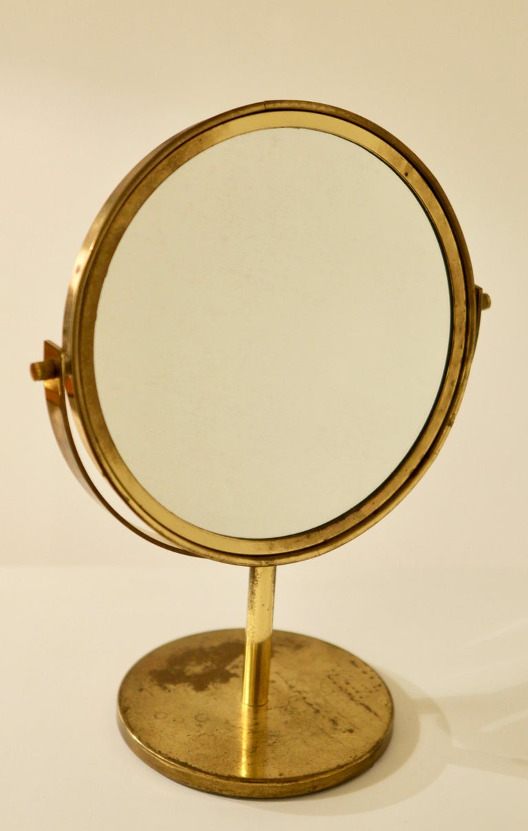 Hans-Agne Jakobsson, Markaryd AB, table mirror,
Brass, 
Sweden, 1960s.