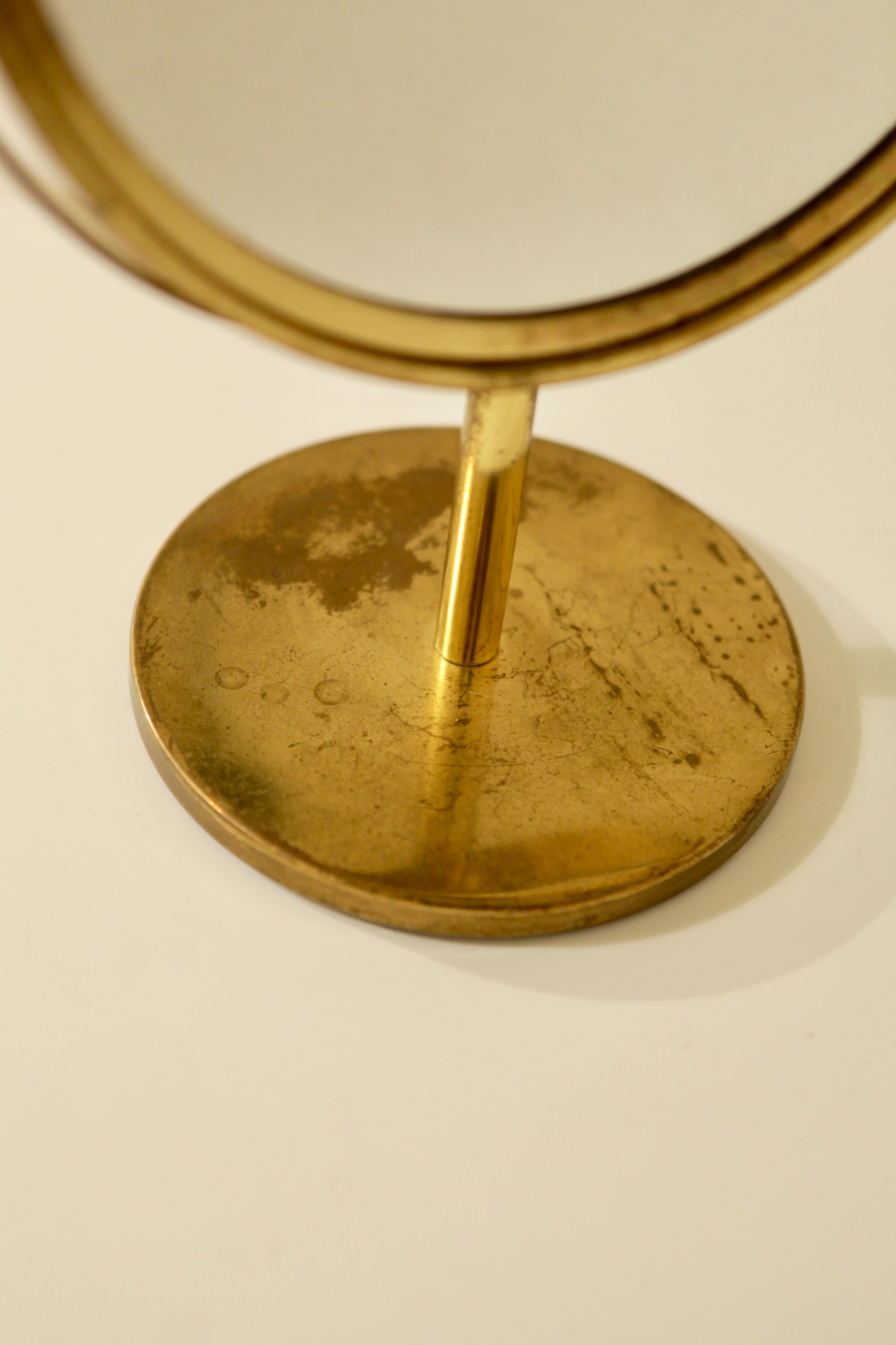 Scandinavian Modern Hans-Agne Jakobsson, Brass Table Mirror, 1960s