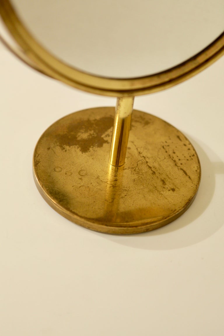 Swedish Hans-Agne Jakobsson, Brass Table Mirror, 1960s
