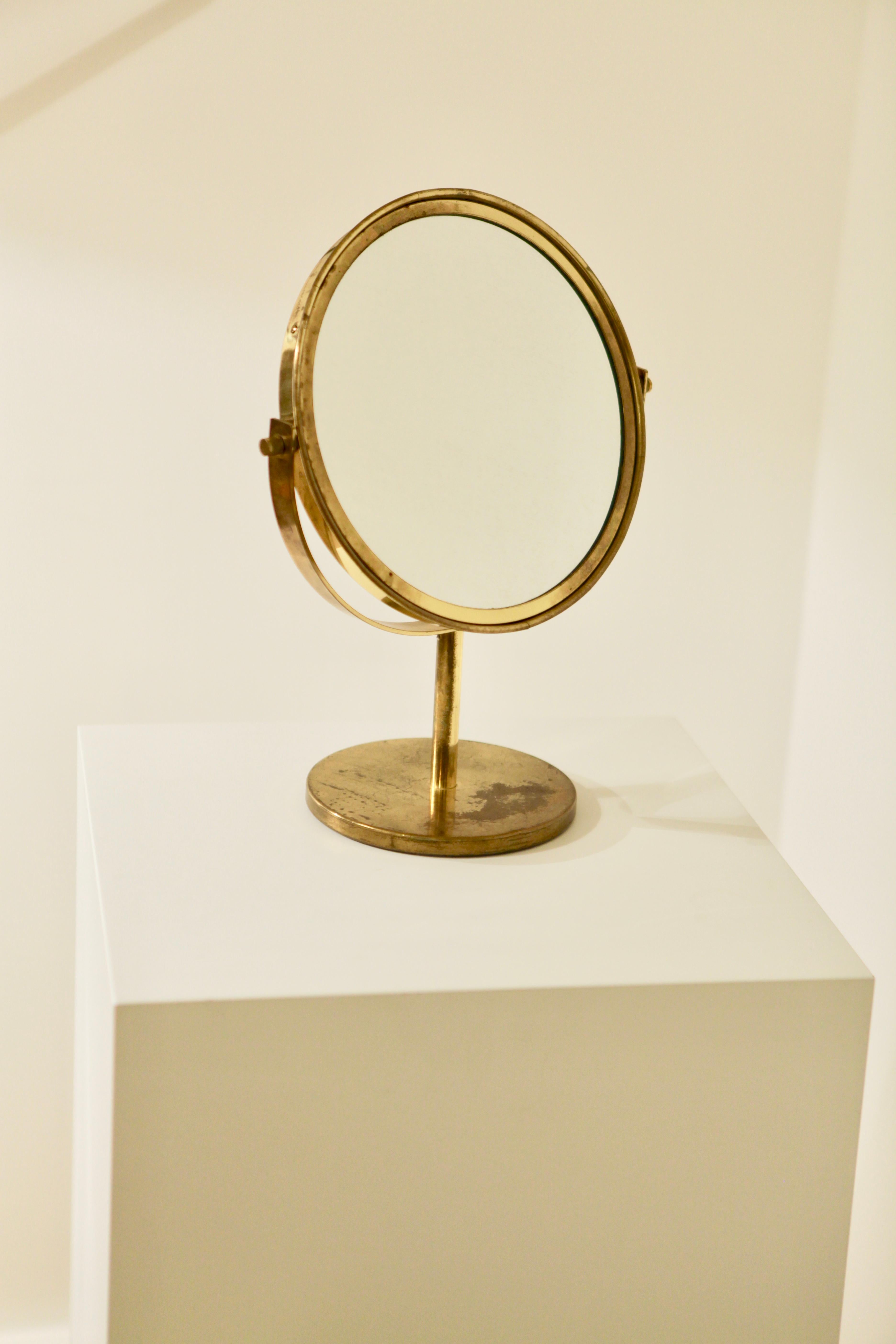 Swedish Hans-Agne Jakobsson, Brass Table Mirror, 1960s