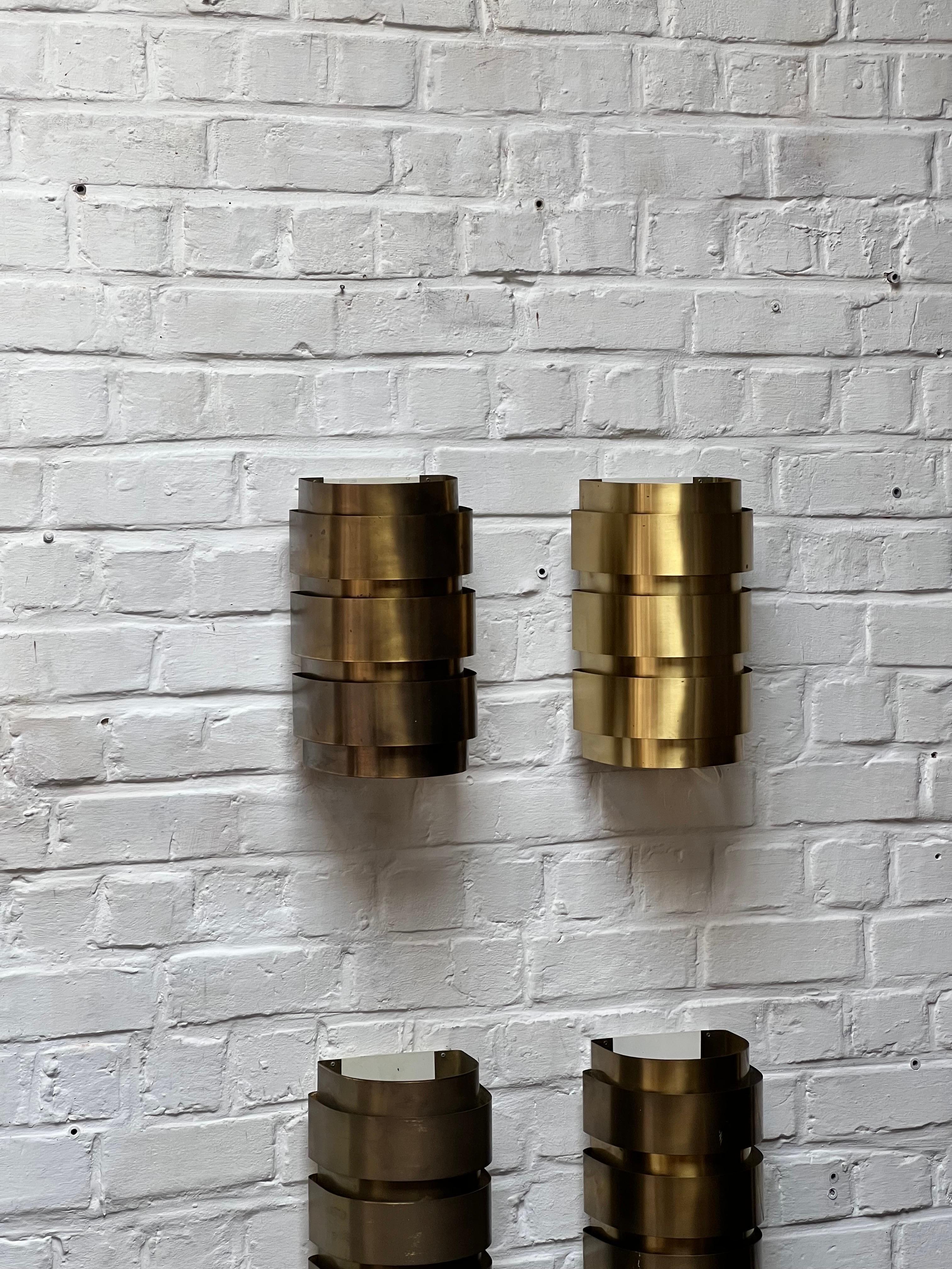 Hans Agne Jakobsson Brass Wall Lamp, Set of 4 Mid-century from Sweden For Sale 4